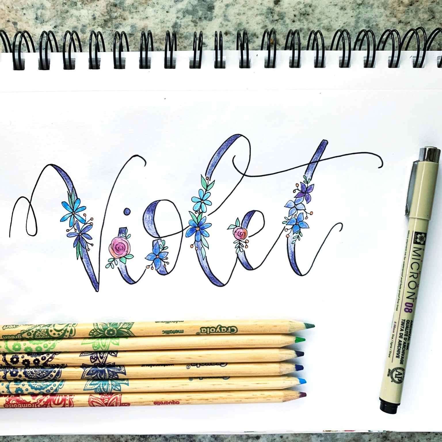 Floral Lettering - Violet! - image 1 - student project