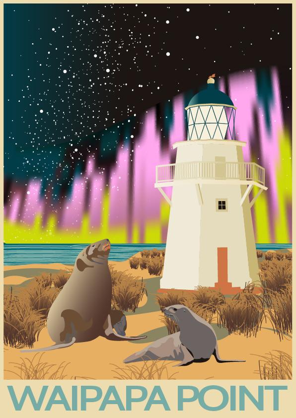 Waipapa Point Retro Poster - image 1 - student project