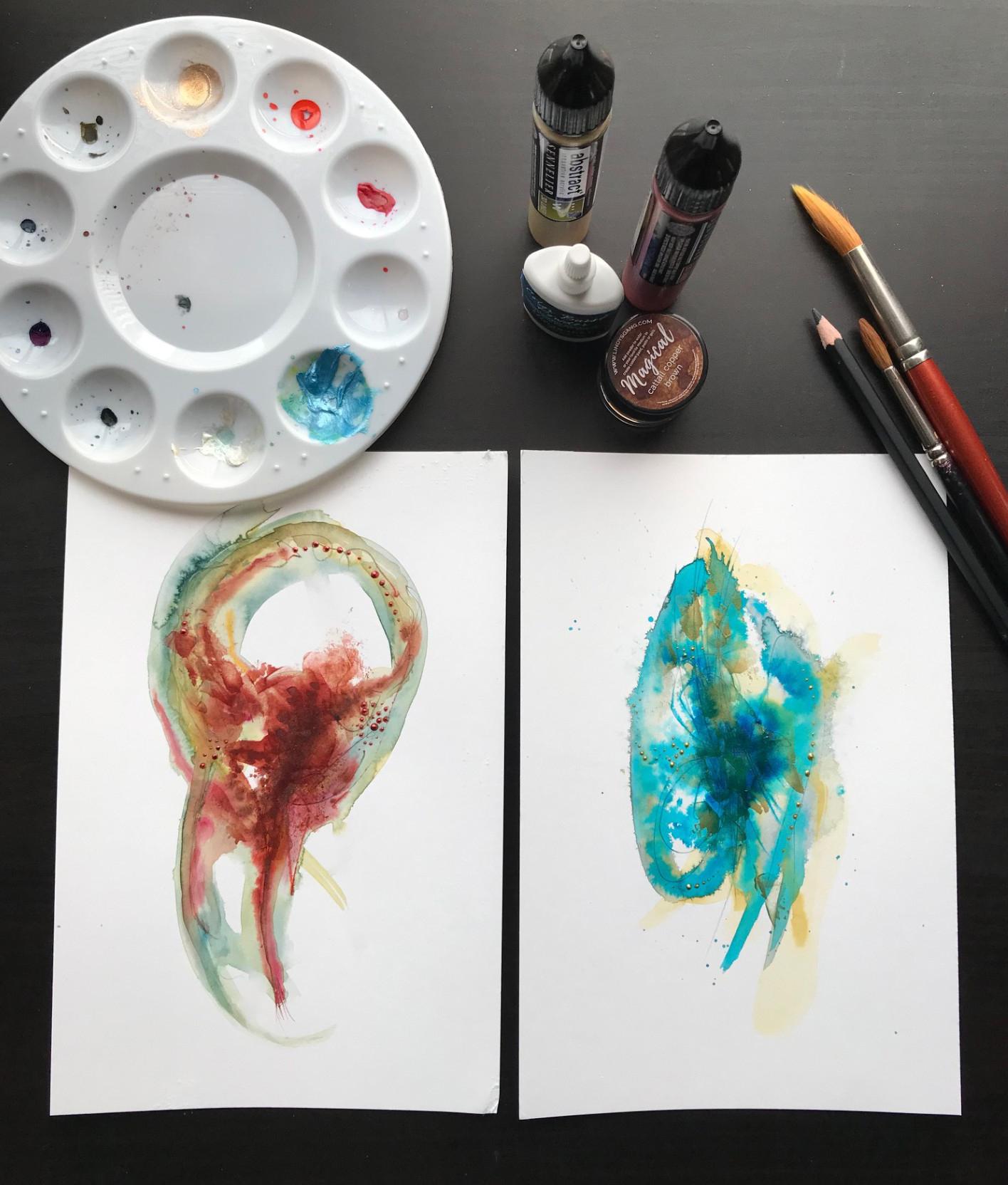 Watercolor Abstracts from small to bigger! - image 4 - student project