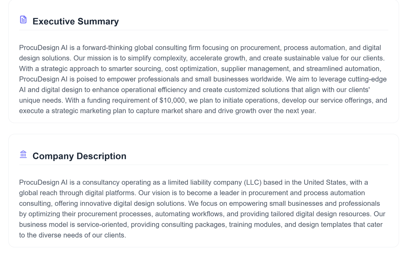 A small businesses plan for Consulting agency in AI procurement, proces - image 1 - student project
