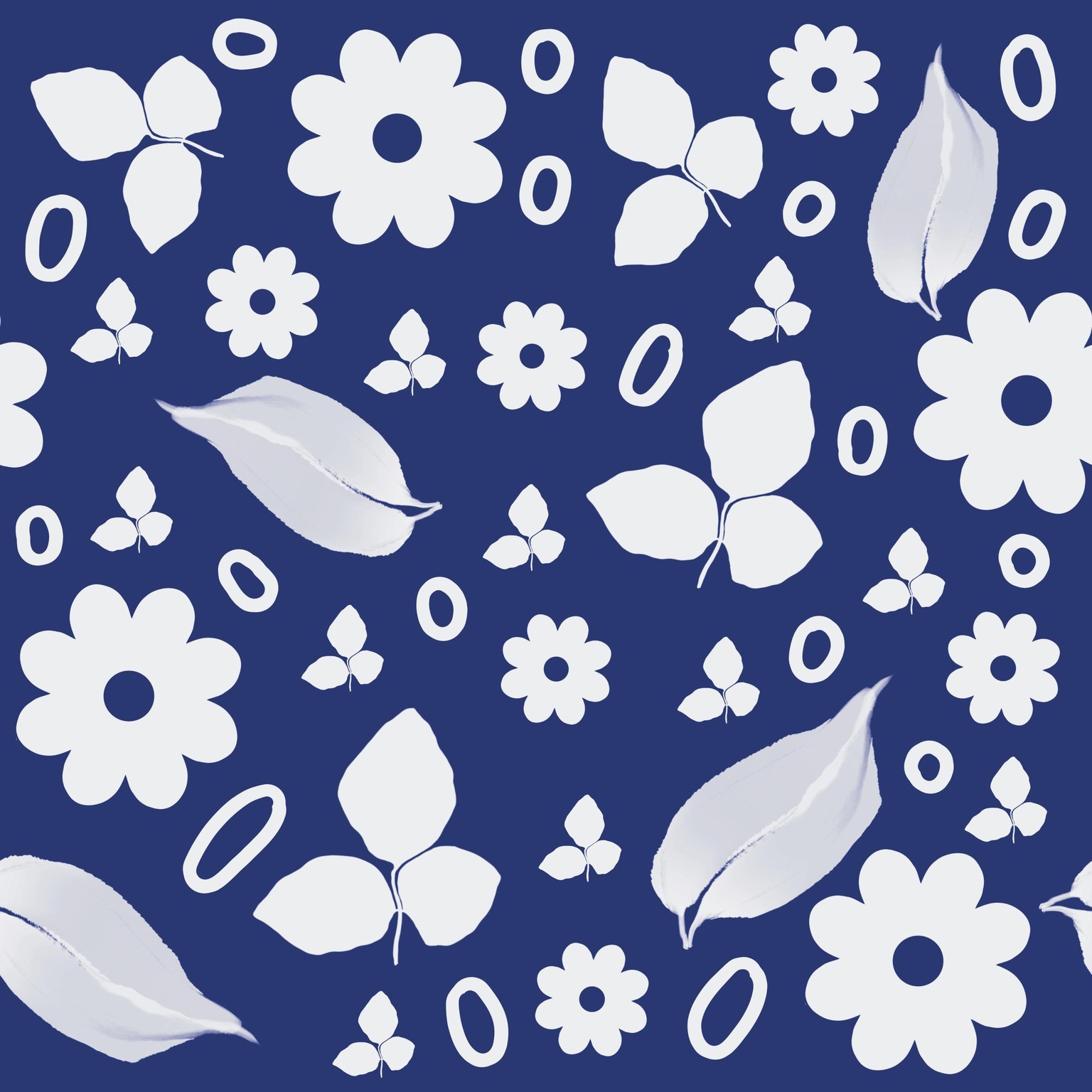 White flowers and leaves on blue background - image 2 - student project