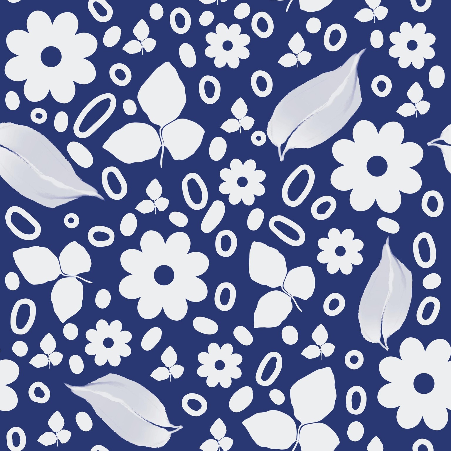 White flowers and leaves on blue background - image 3 - student project