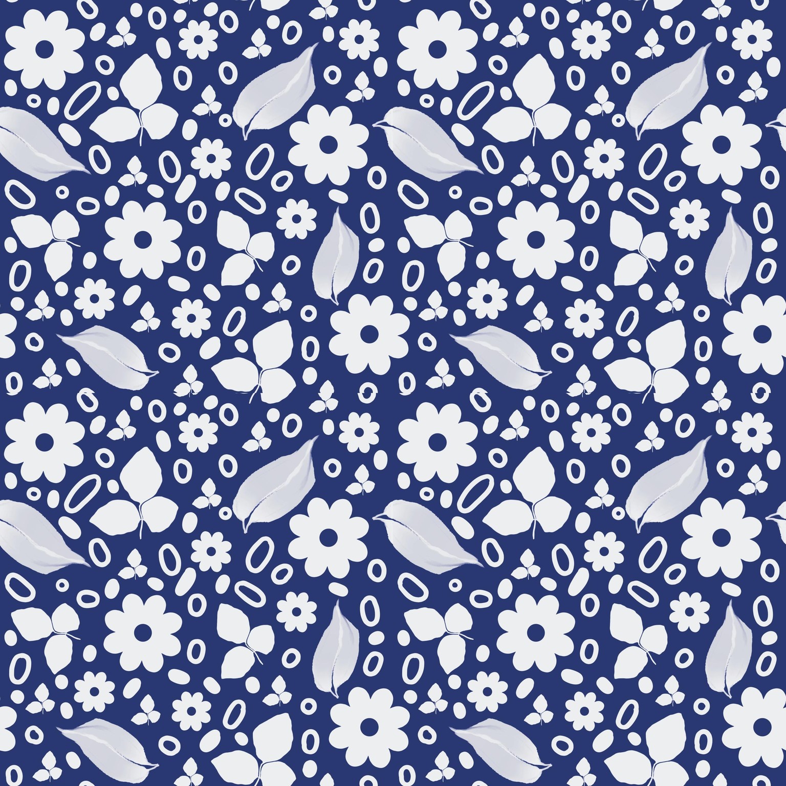 White flowers and leaves on blue background - image 4 - student project
