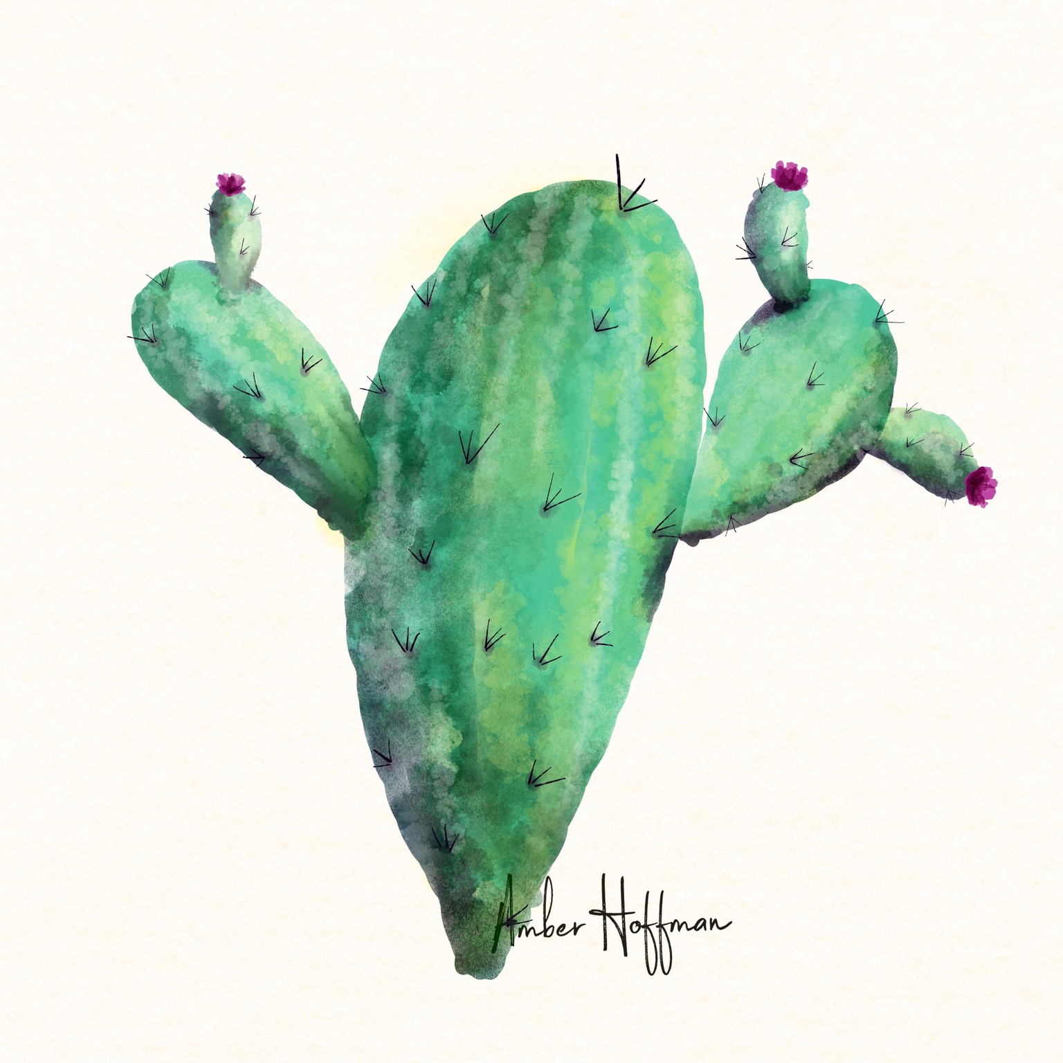 Cactus-watercolor brushes - image 1 - student project