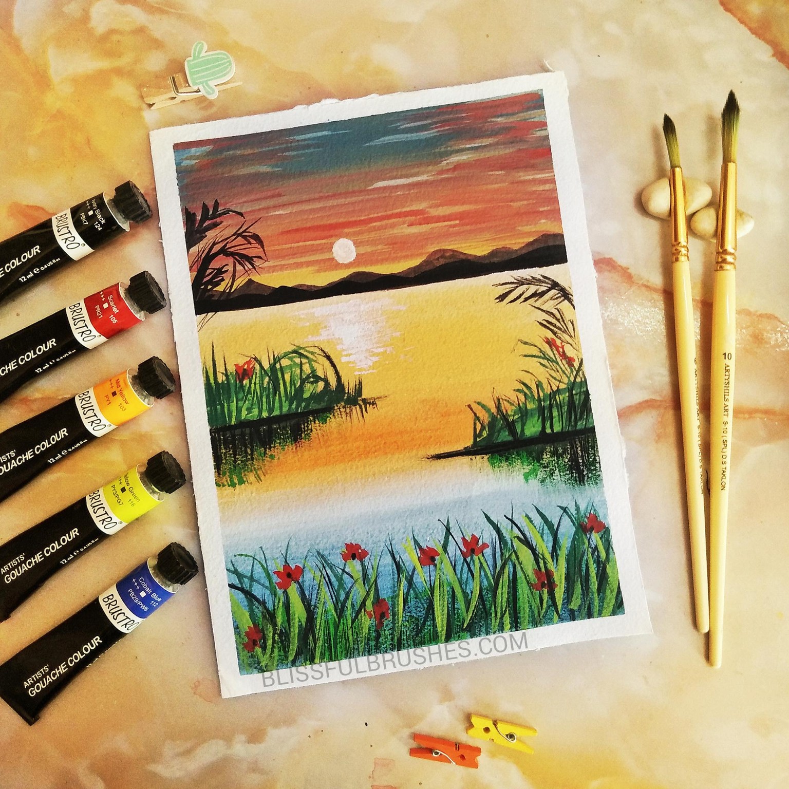Sunset with Gouache inspired by Umashree Taparia - image 1 - student project