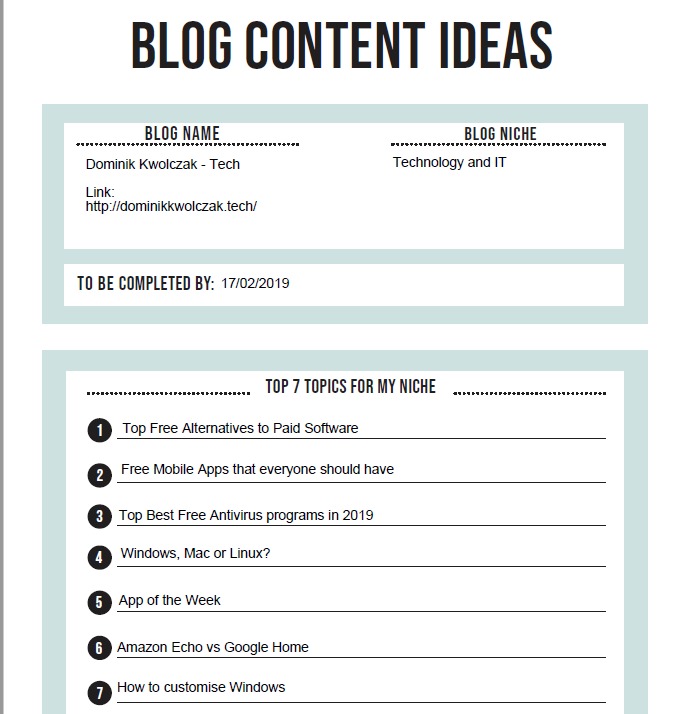 Dominik's Content Ideas - image 1 - student project