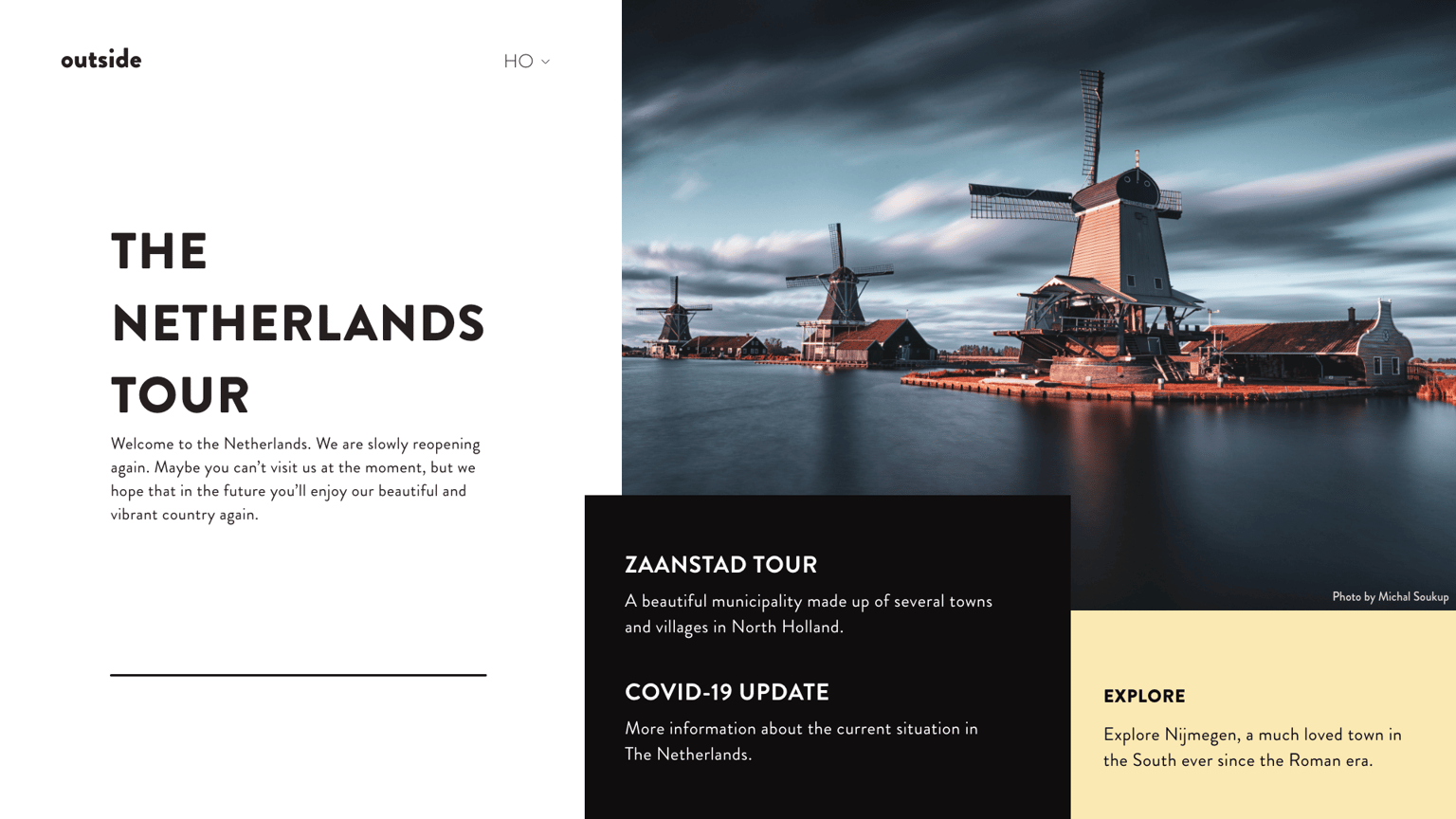 outside landing page - image 1 - student project