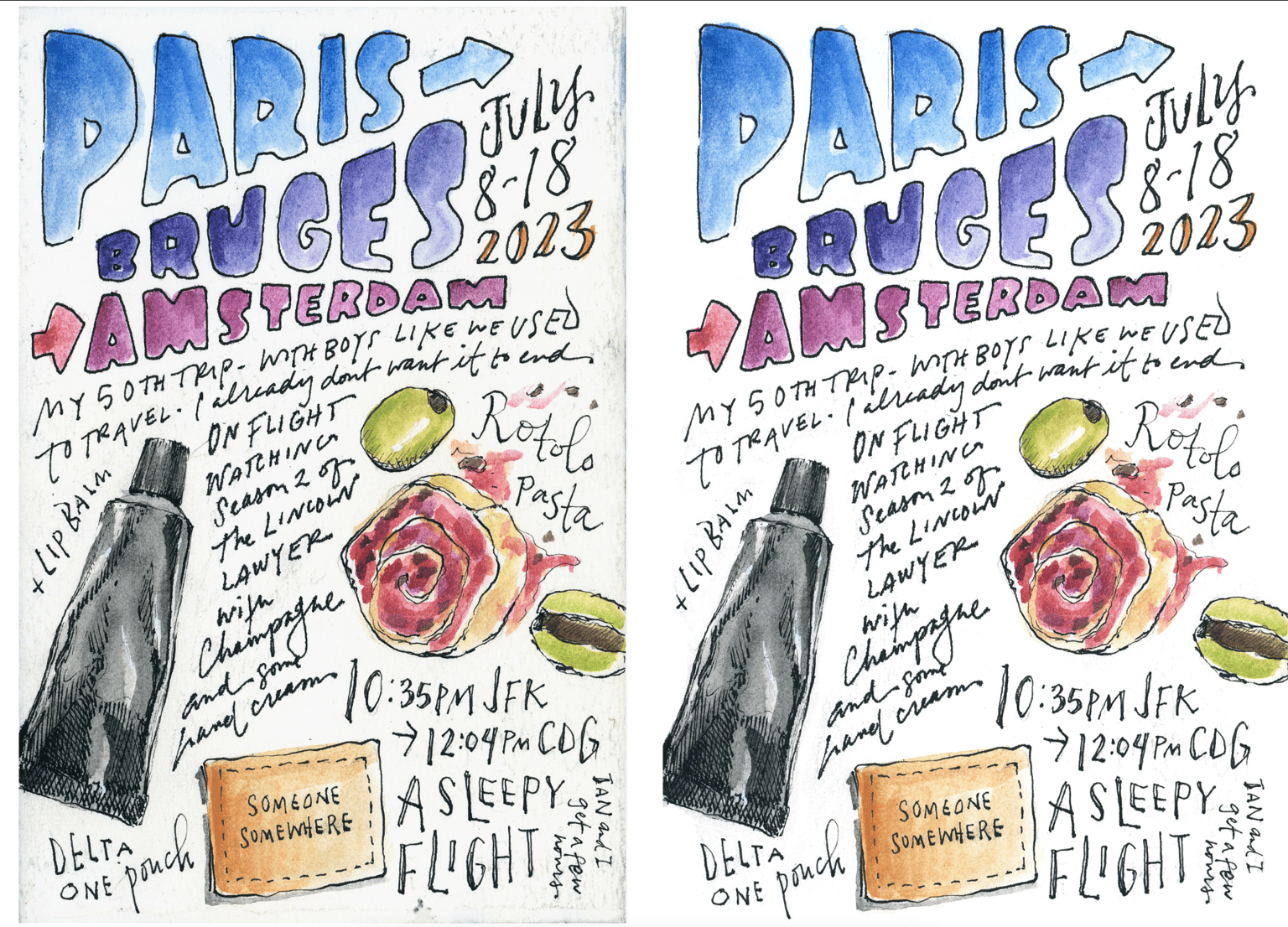 Title page in a travel sketchbook - image 1 - student project