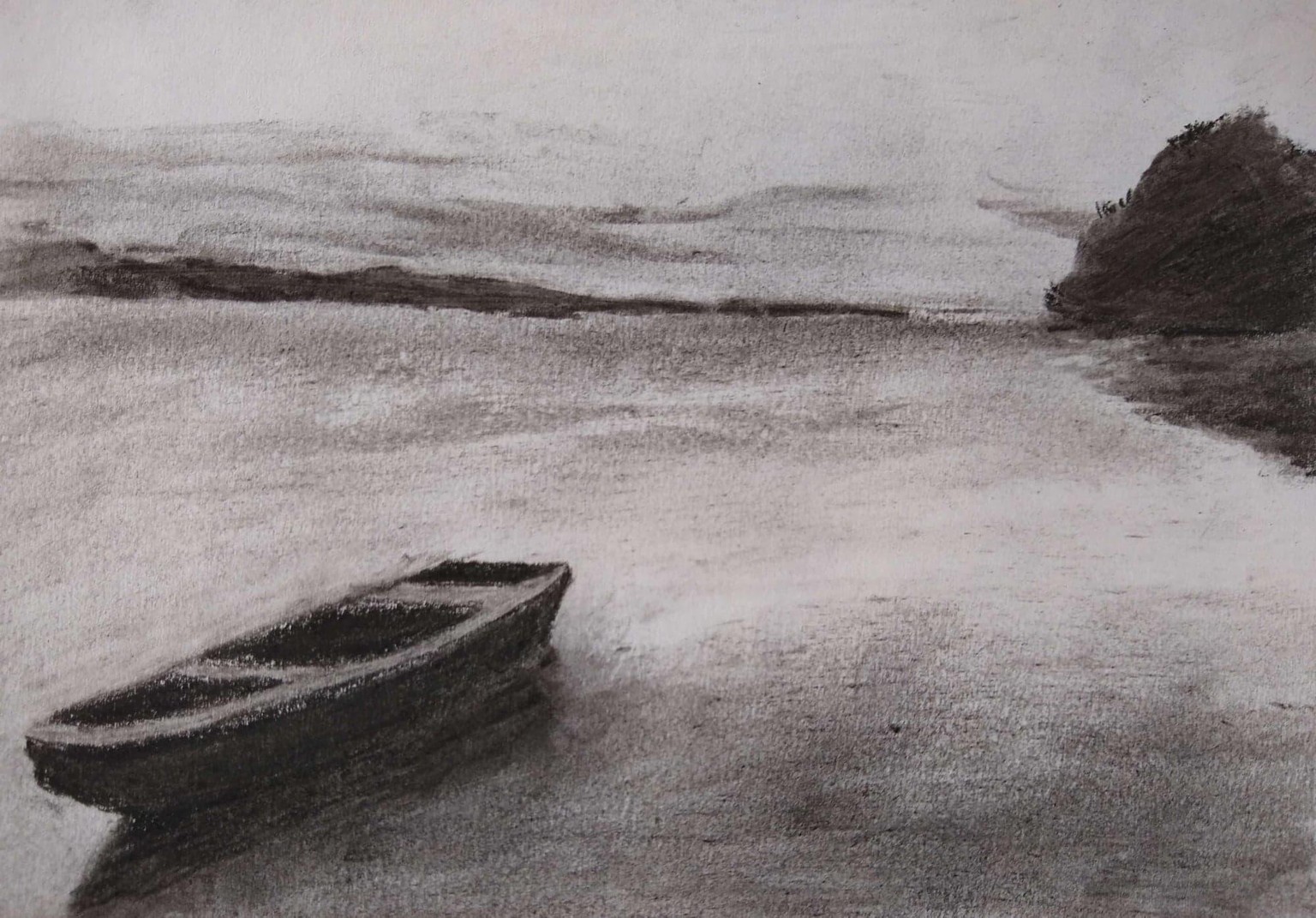 Charcoal drawing - boat - image 1 - student project