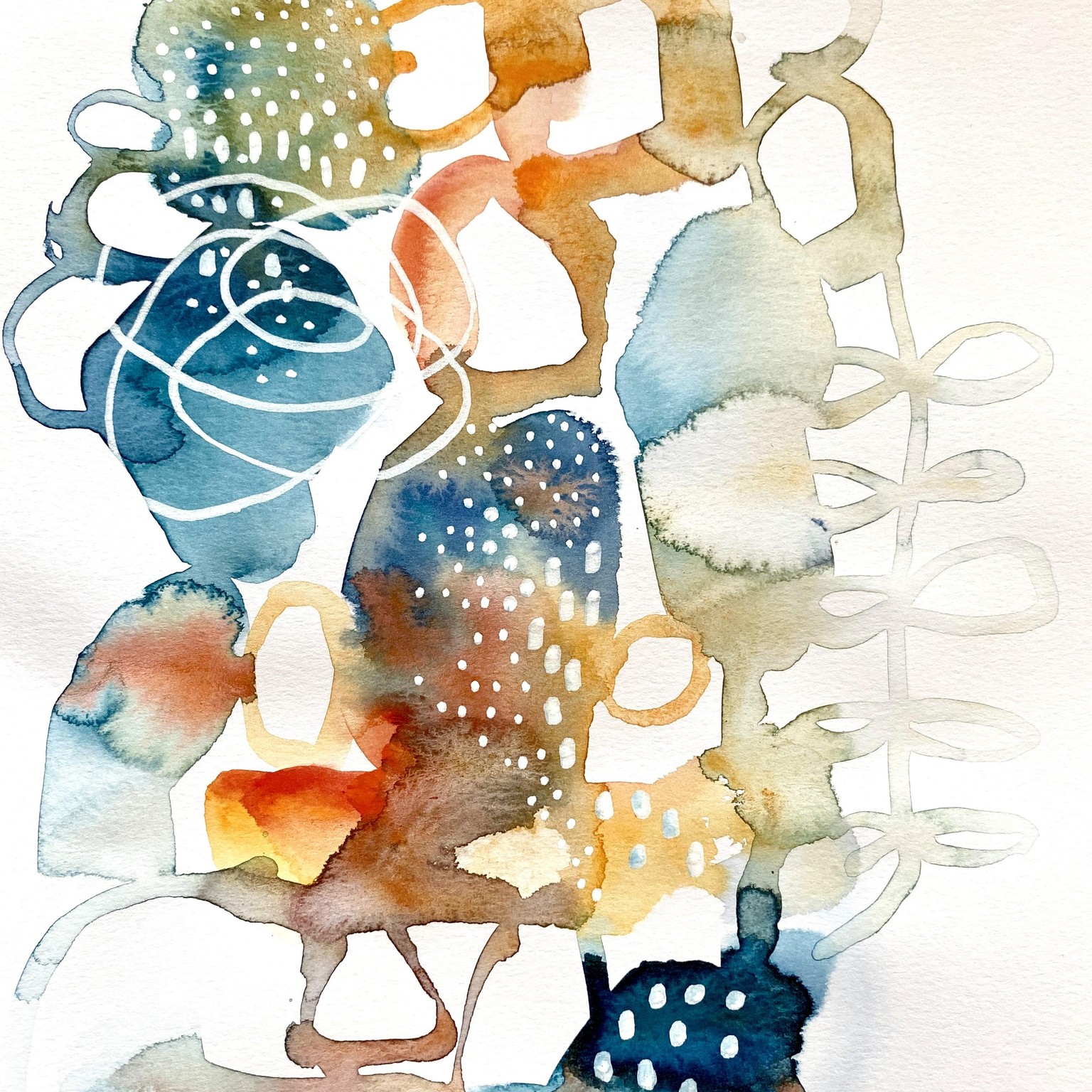 Abstract watercolours with pen detail - image 2 - student project