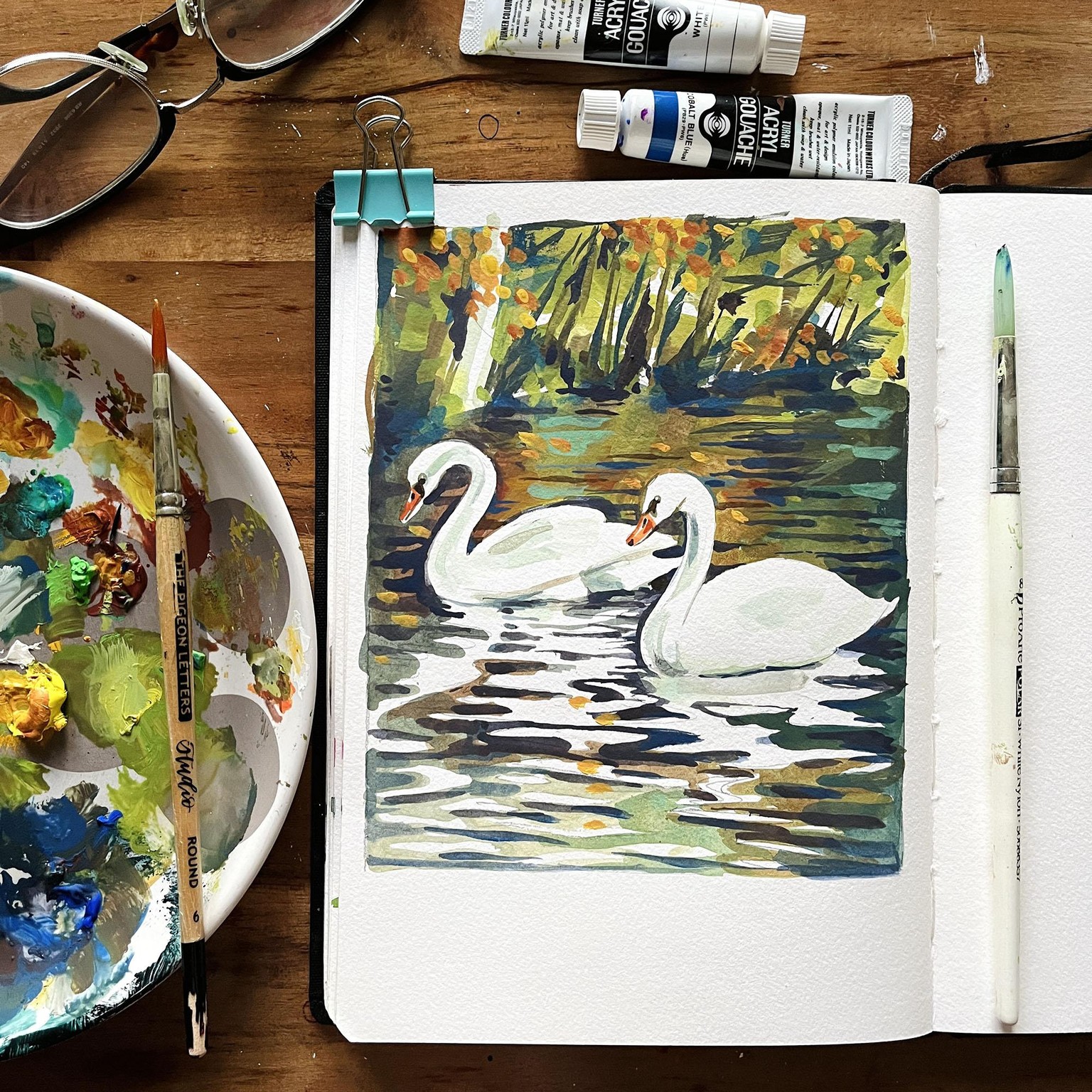Two swans a swimming - image 1 - student project