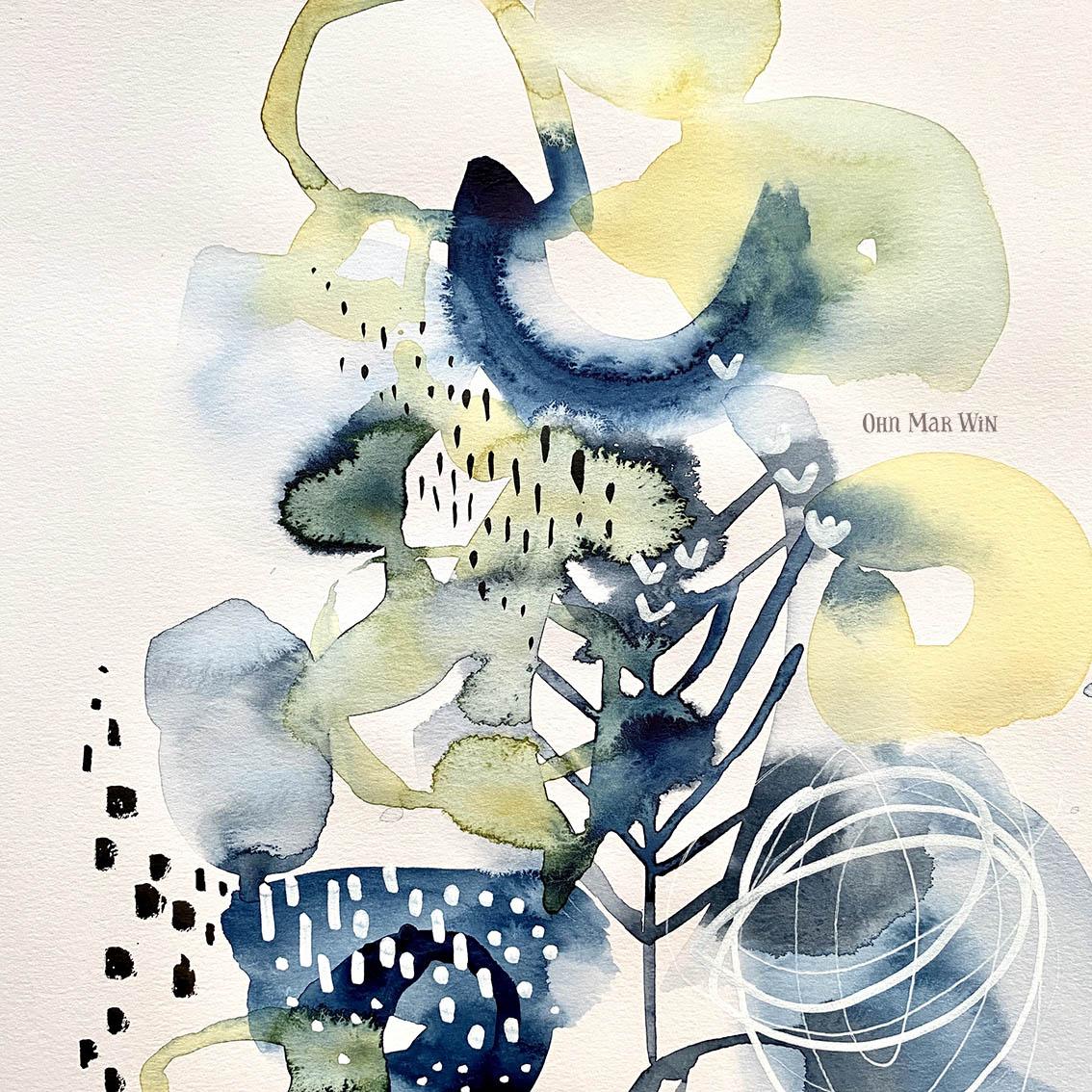 Abstract watercolours with pen detail - image 3 - student project