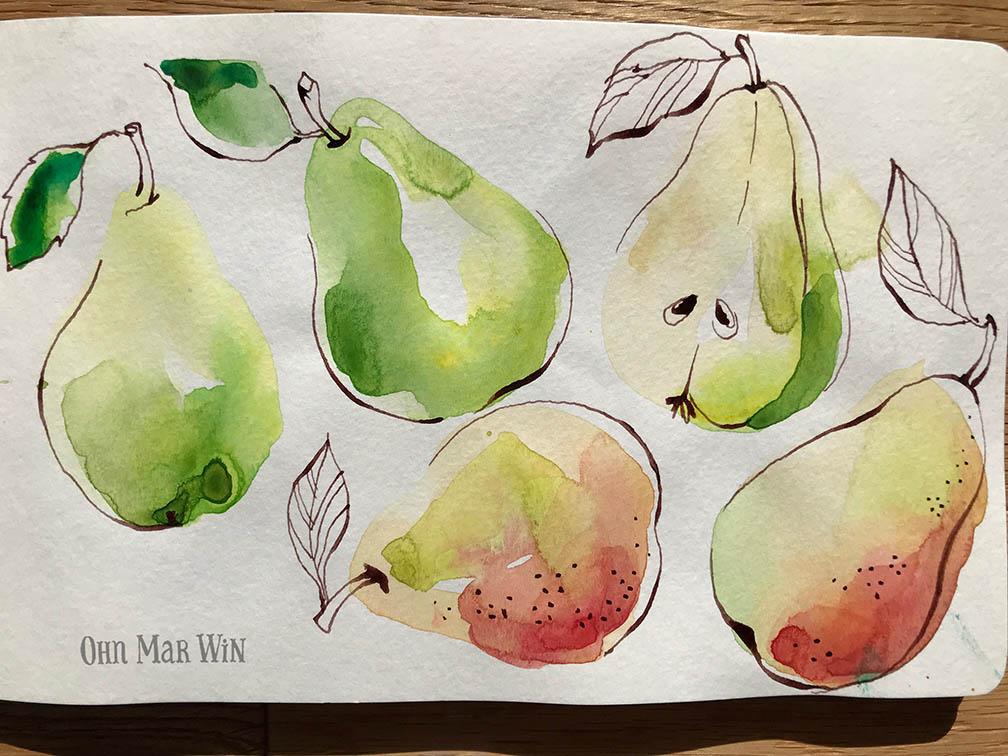 Fruity and flowery ink and watercolour - image 2 - student project