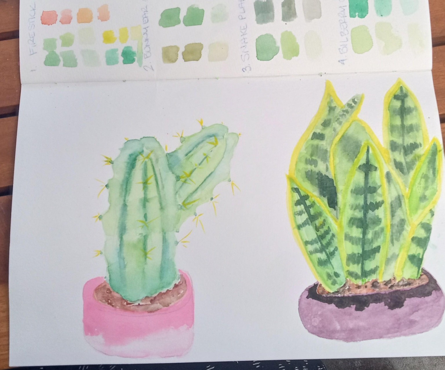 Watercolor Cacti - image 2 - student project