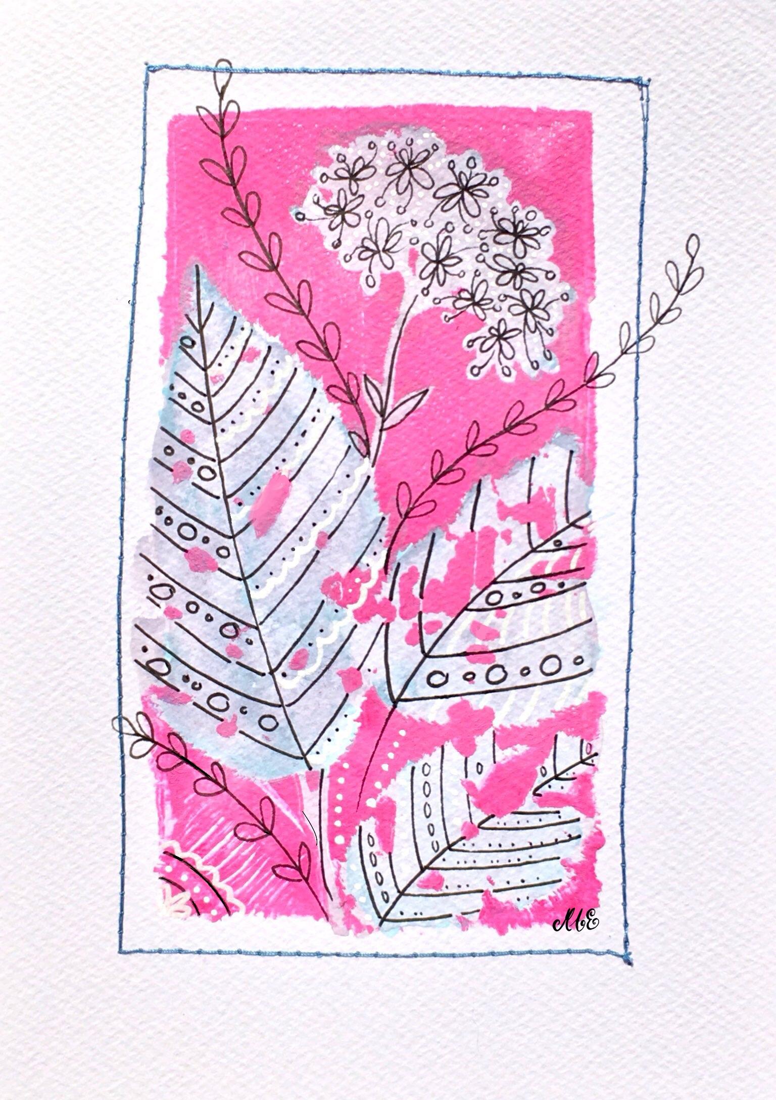 Gel prints/Mixed media class - vase - image 2 - student project