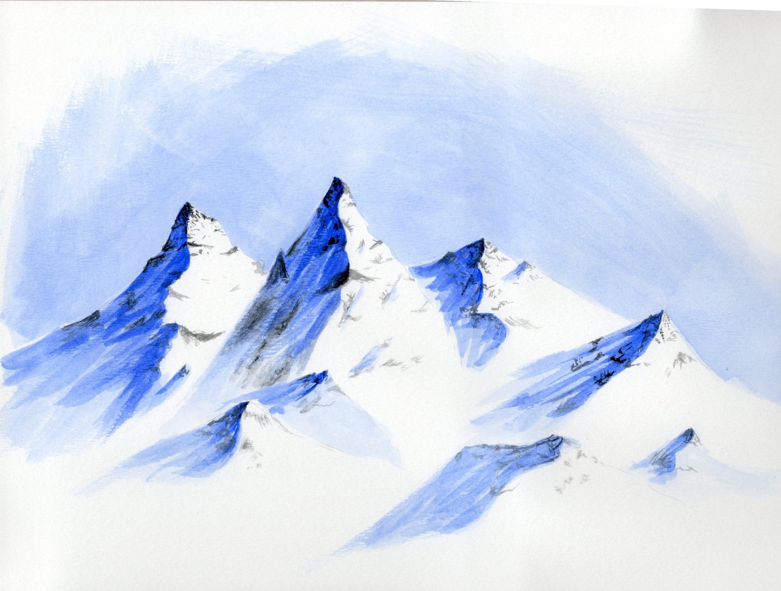 MOUNTAINS with Watercolor and gouache - image 1 - student project