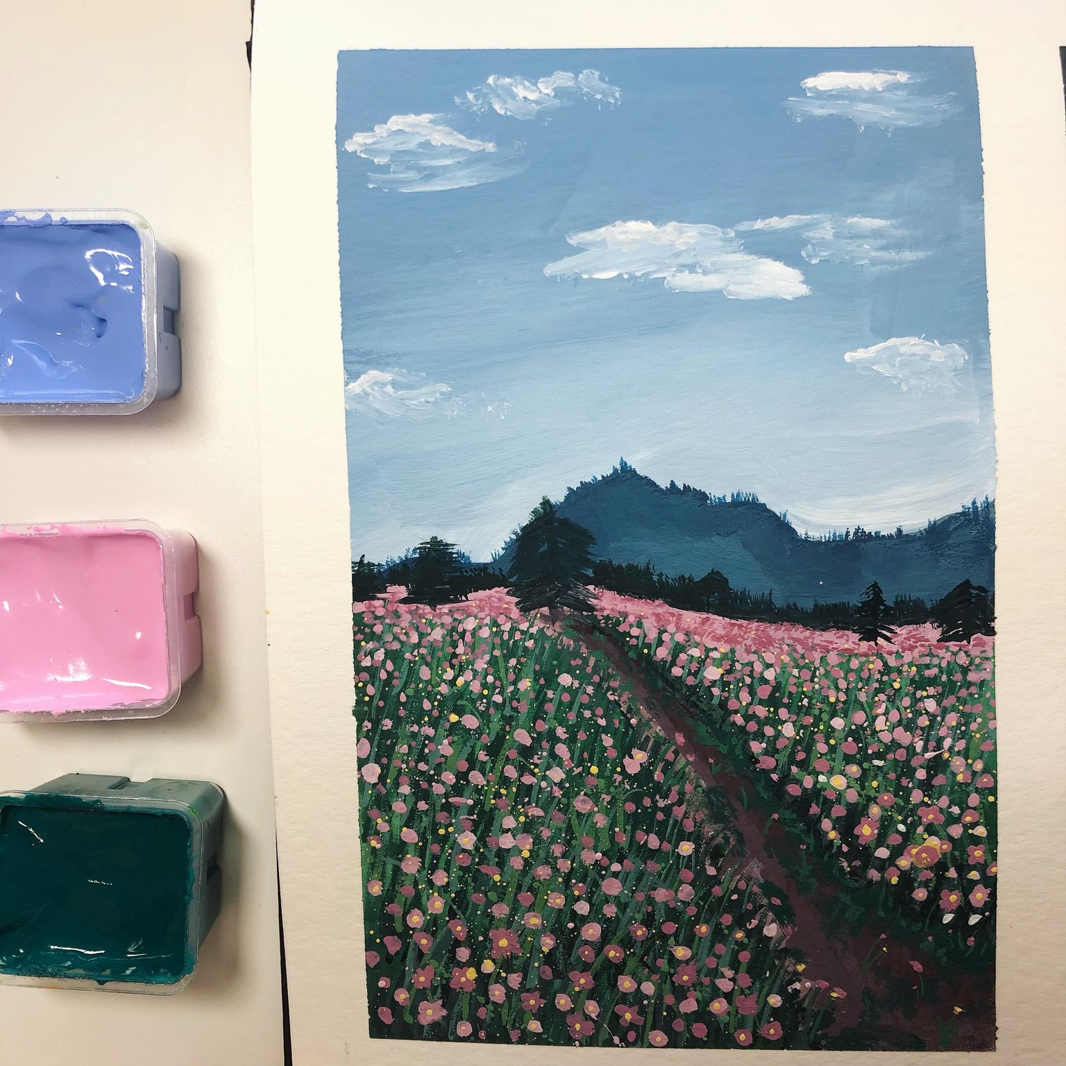 Gouache flower fields - image 1 - student project