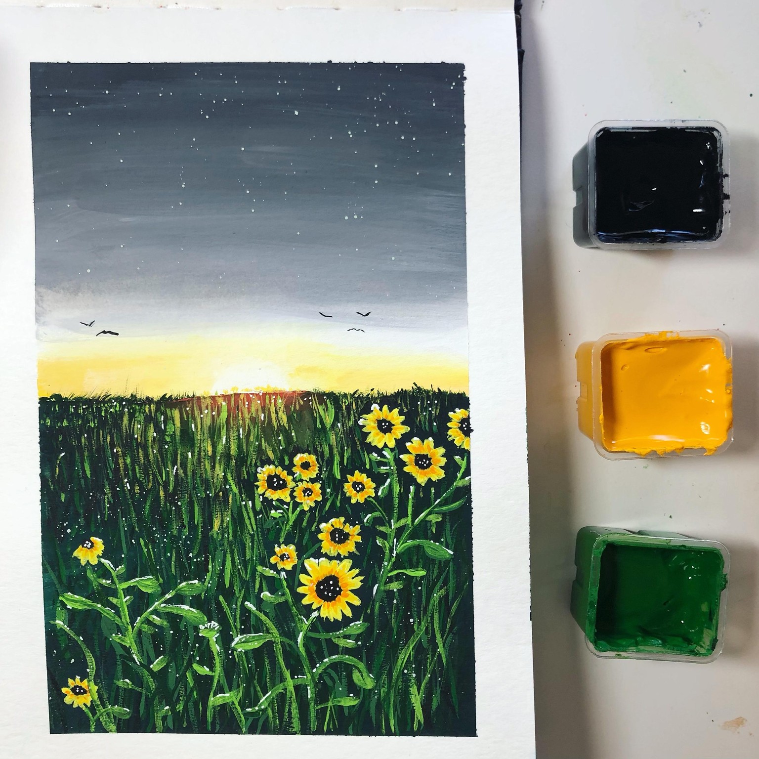 Gouache flower fields - image 2 - student project