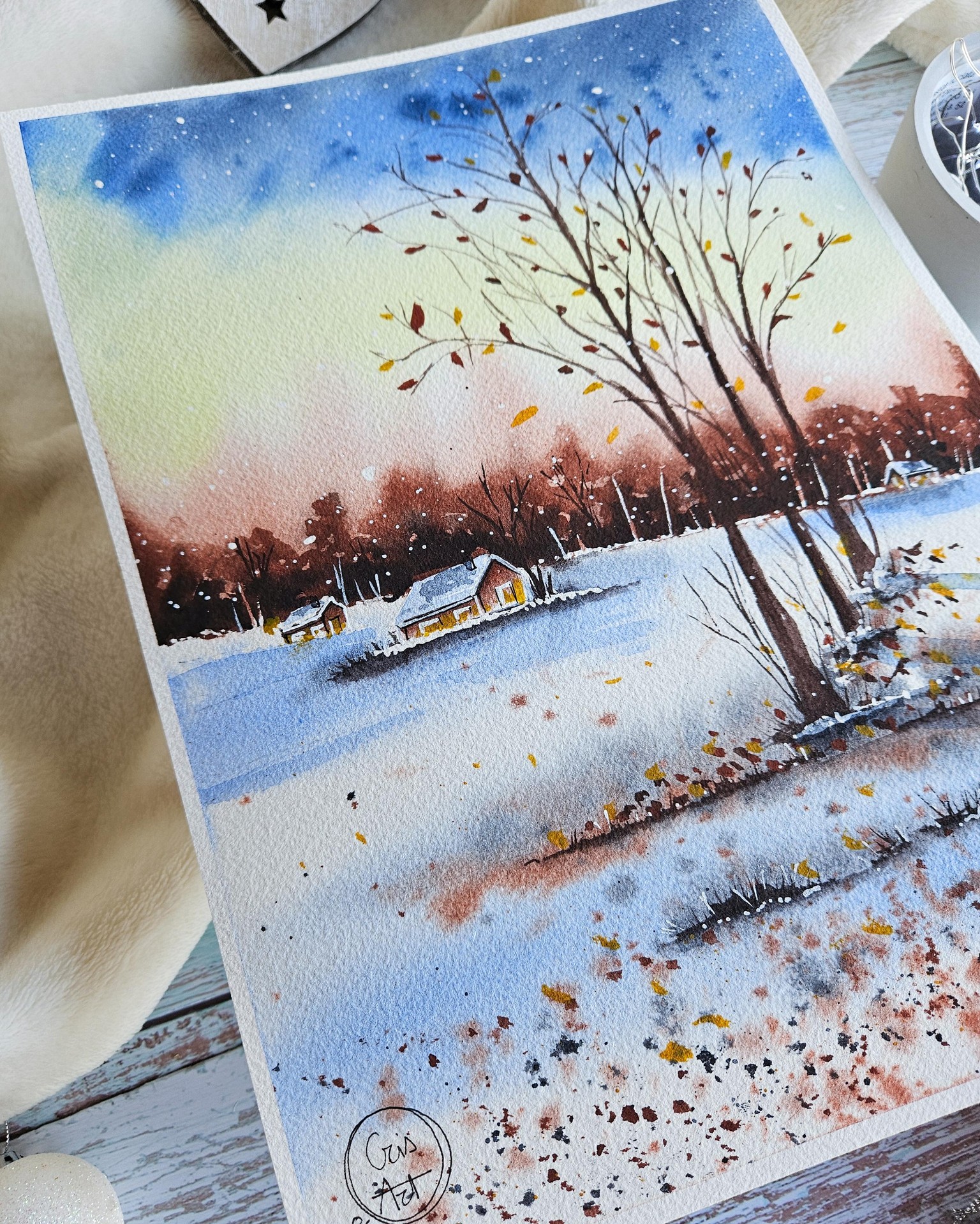 Easy Winter Landscape Painting With Watercolors - image 3 - student project
