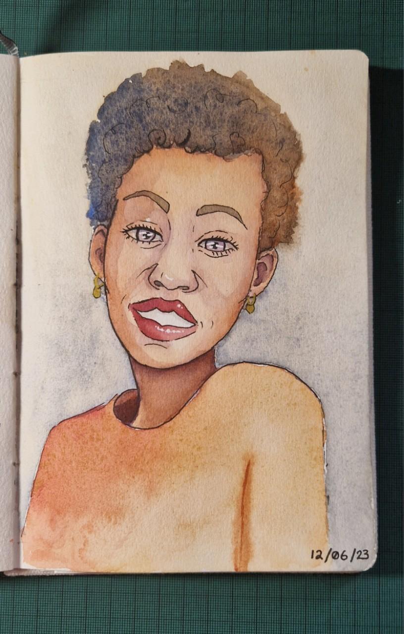 Dark Skin Watercolour Portrait. - image 1 - student project