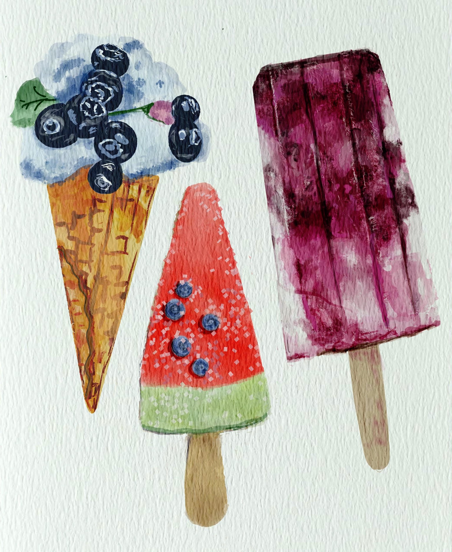 Ice cream watercolor/procreate - image 2 - student project