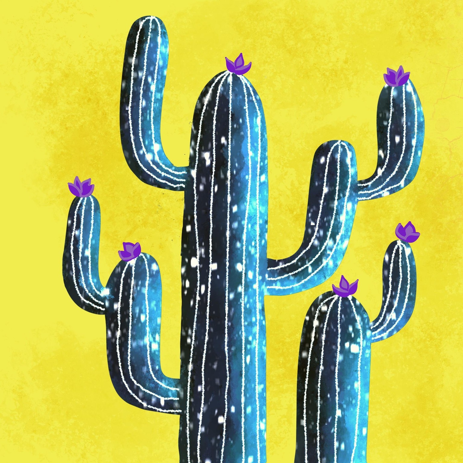 Watercolor cacti in Procreate - image 2 - student project