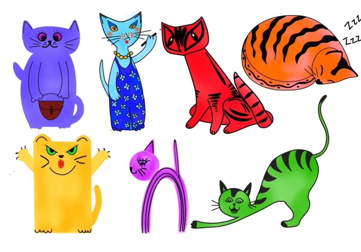 Cats made with shapes - image 1 - student project