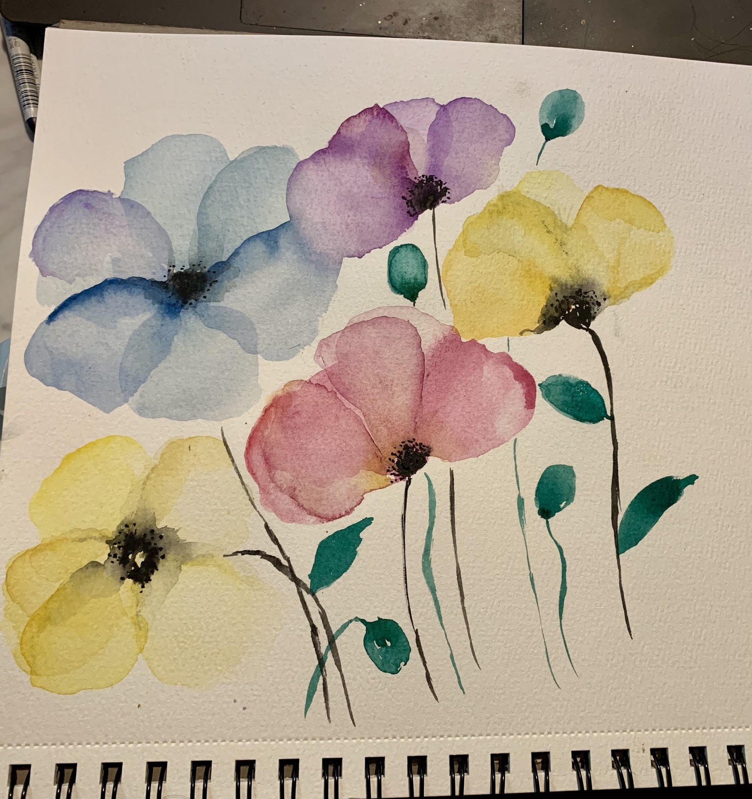 Layered watercolor floral - image 1 - student project