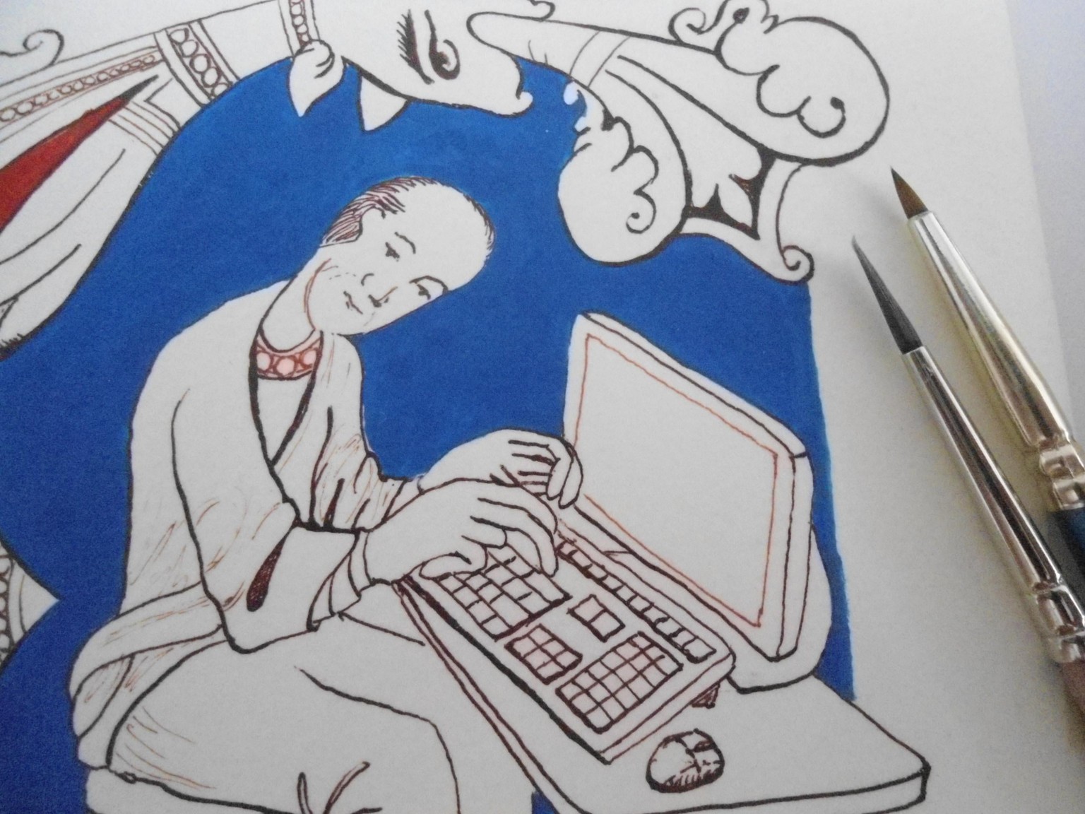 Inhabited Initial and a portrait in progress - image 2 - student project