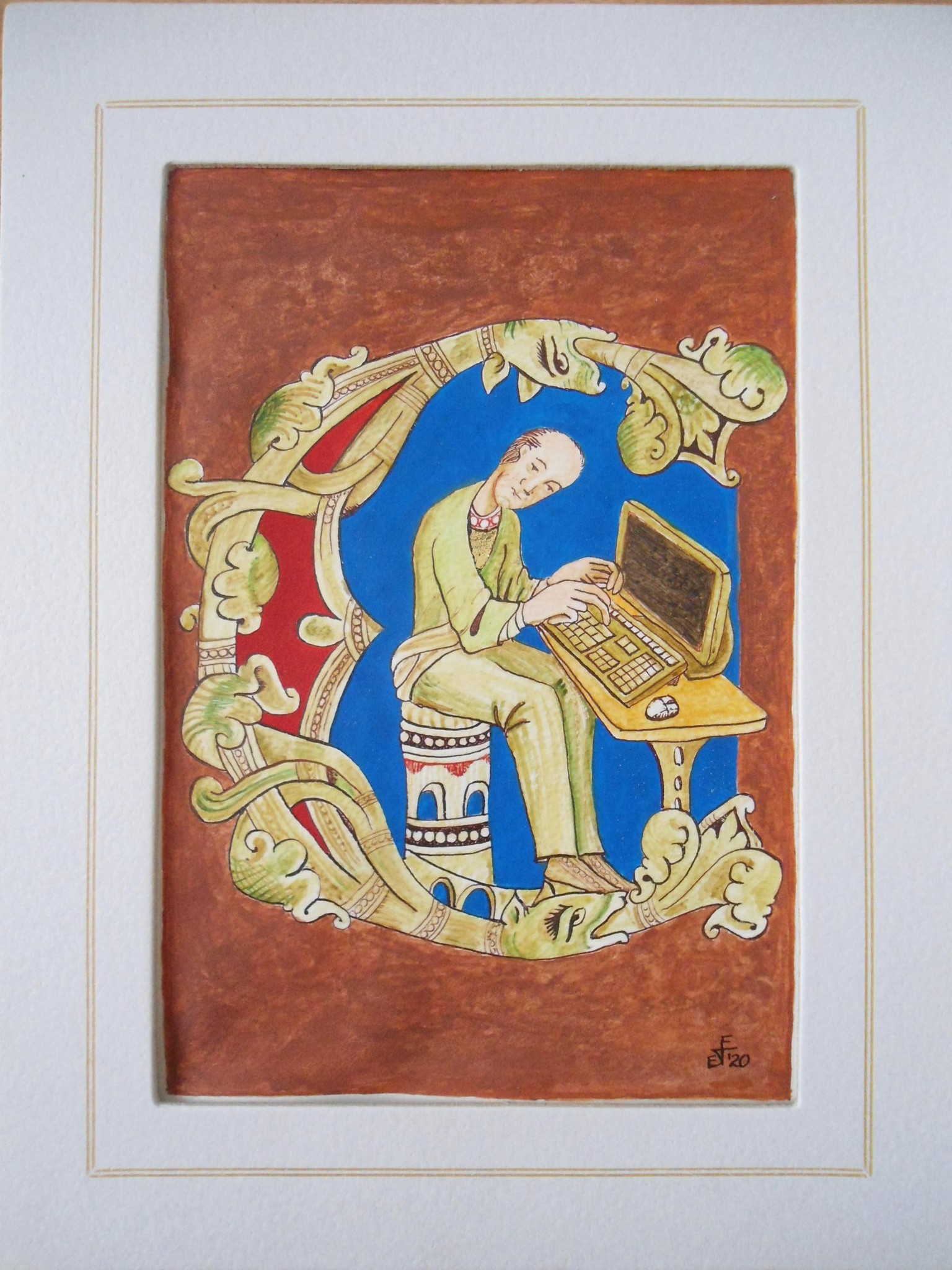 Inhabited Initial and a portrait in progress - image 4 - student project