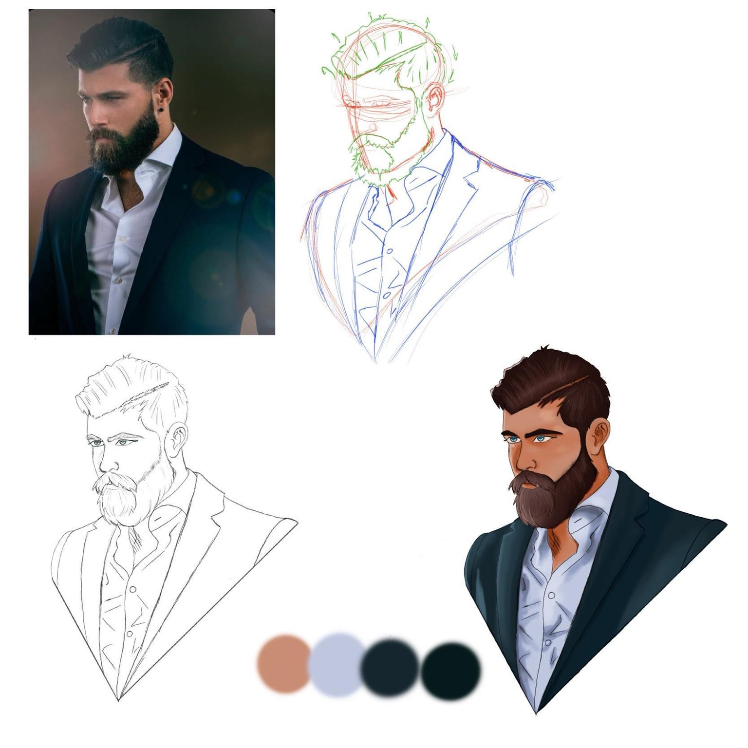 Handsome bearded male character - image 1 - student project