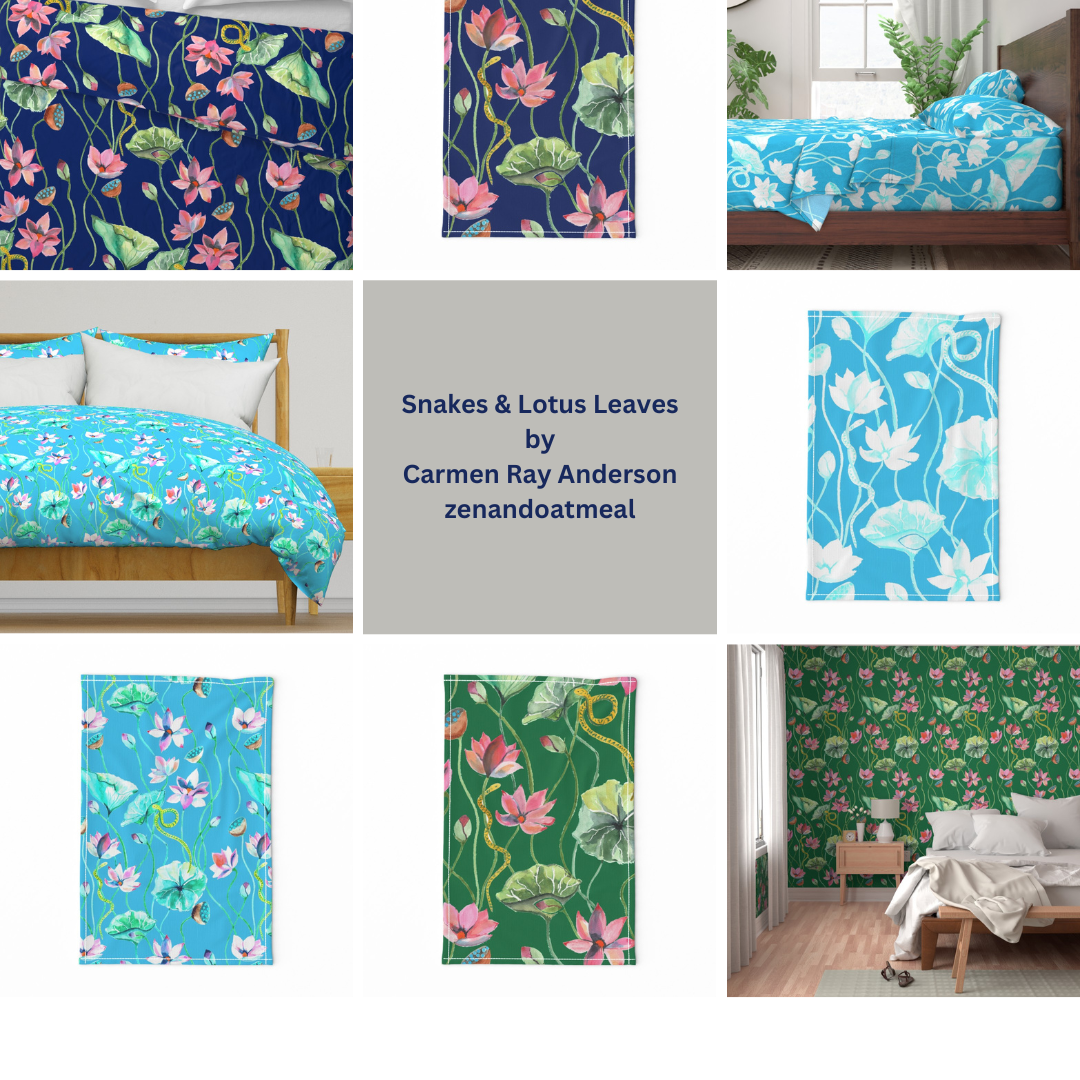 Lotus Flowers and Snakes - Painting For Pattern Design 2 - image 1 - student project