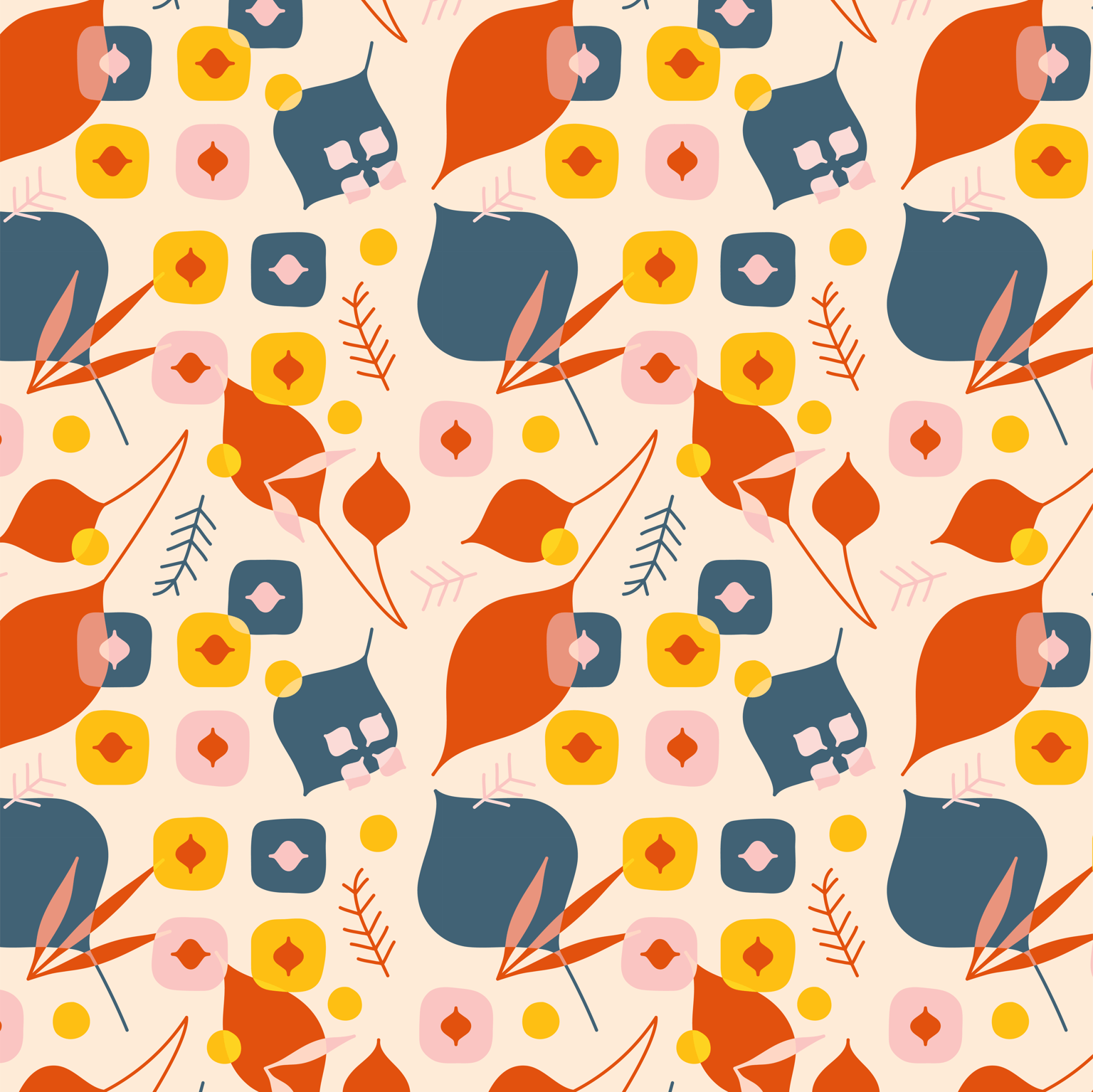 Midcentury Leaves Pattern Design - image 3 - student project