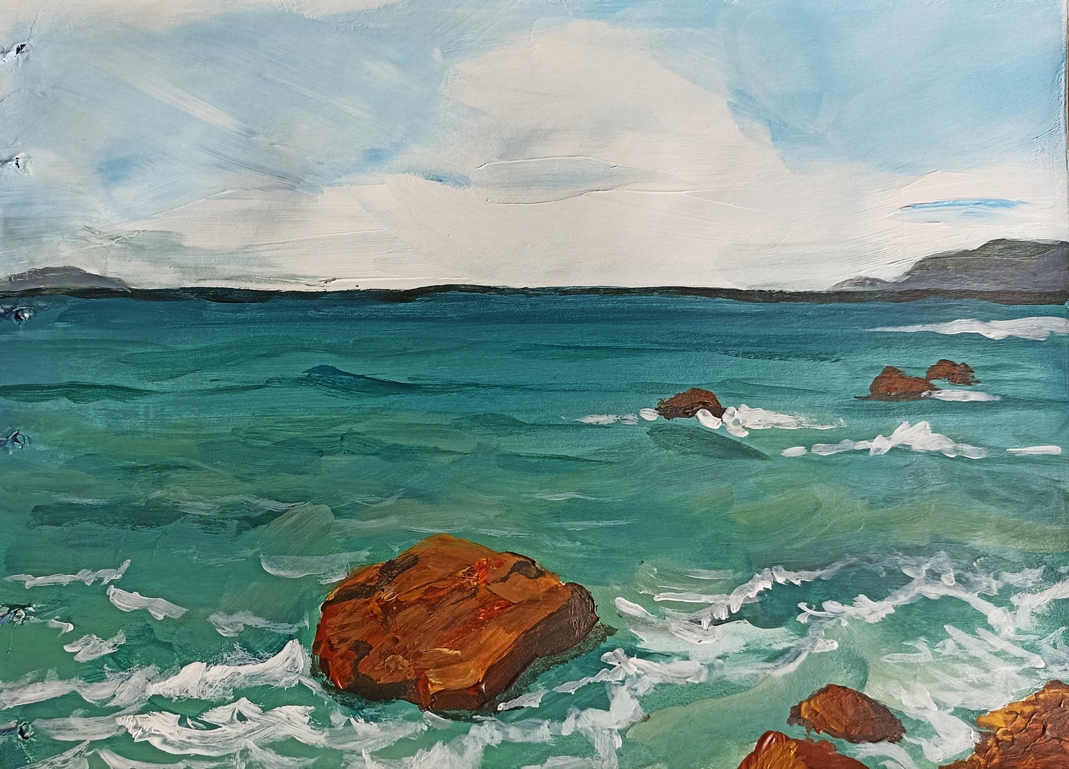 Loose Acrylic Seascape Painting - image 3 - student project