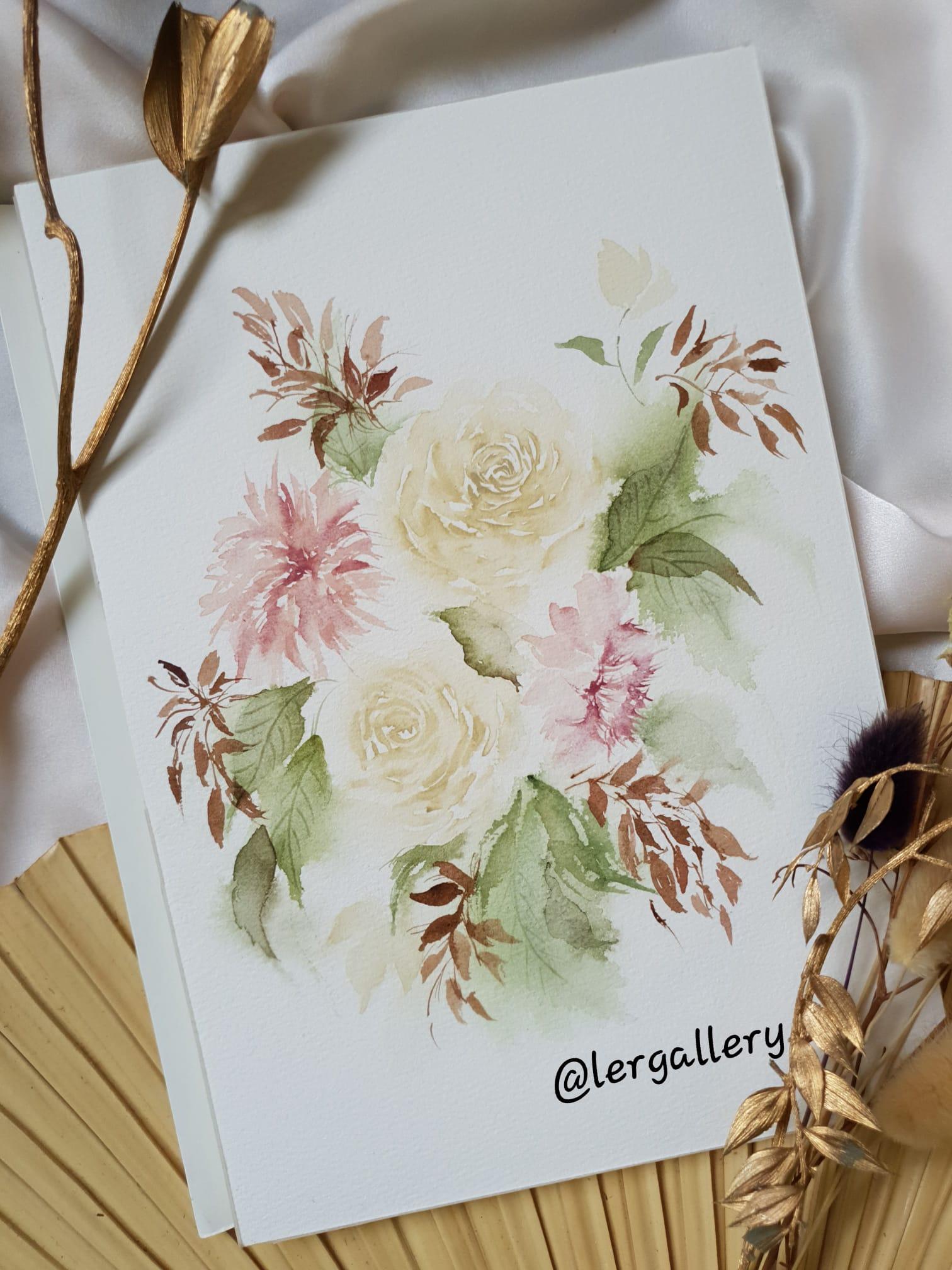 Roses & Dahlias Using Round Brush - image 1 - student project