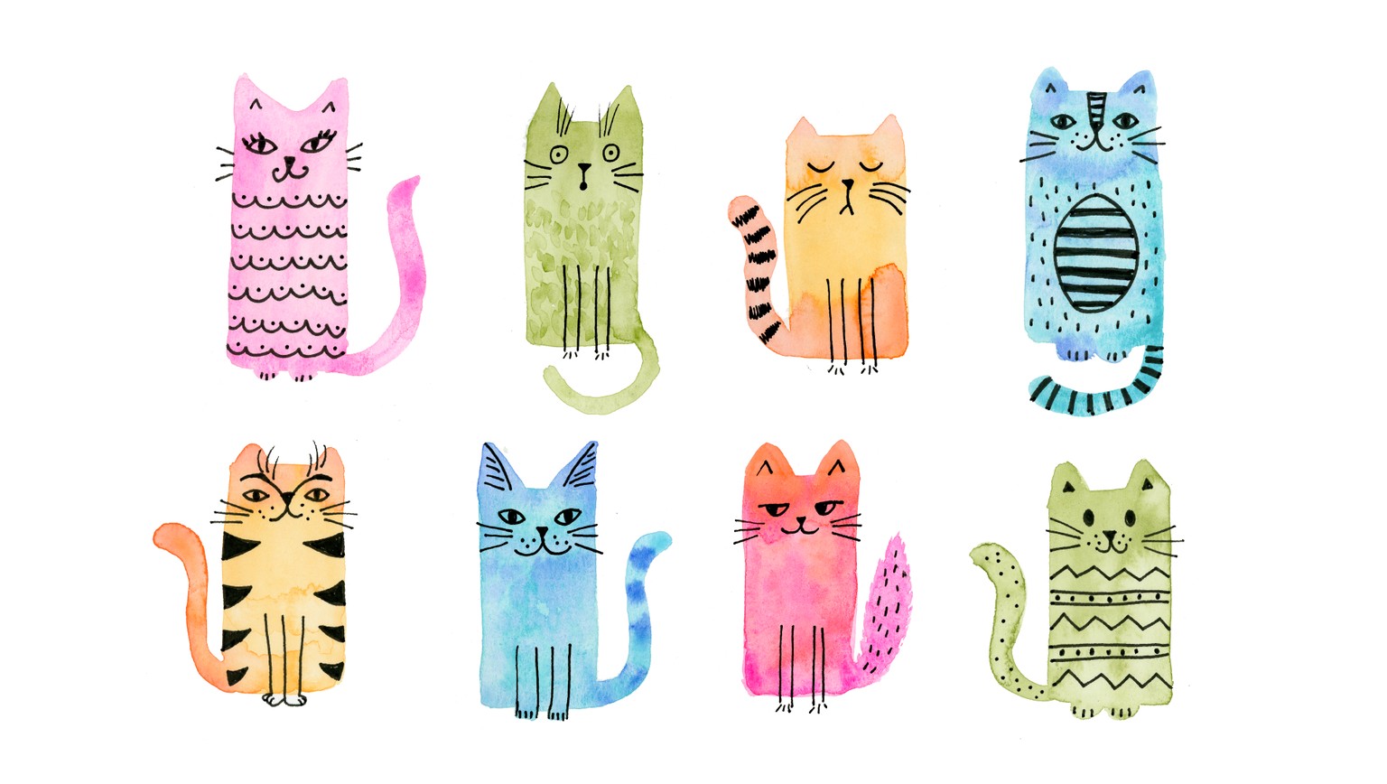 Watercolor Cats - image 1 - student project