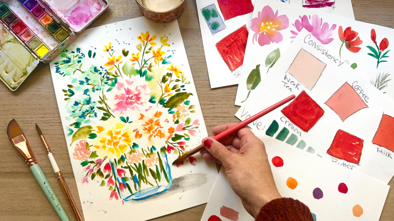 From my Watercolor for Beginners class with a Loose Floral Bouquet - image 1 - student project