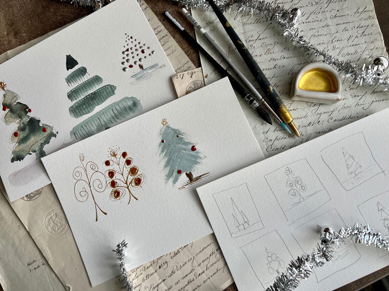 Whimsical Art for a Joyful Holiday: A Christmas Tree Mixed Media Art Class - image 3 - student project