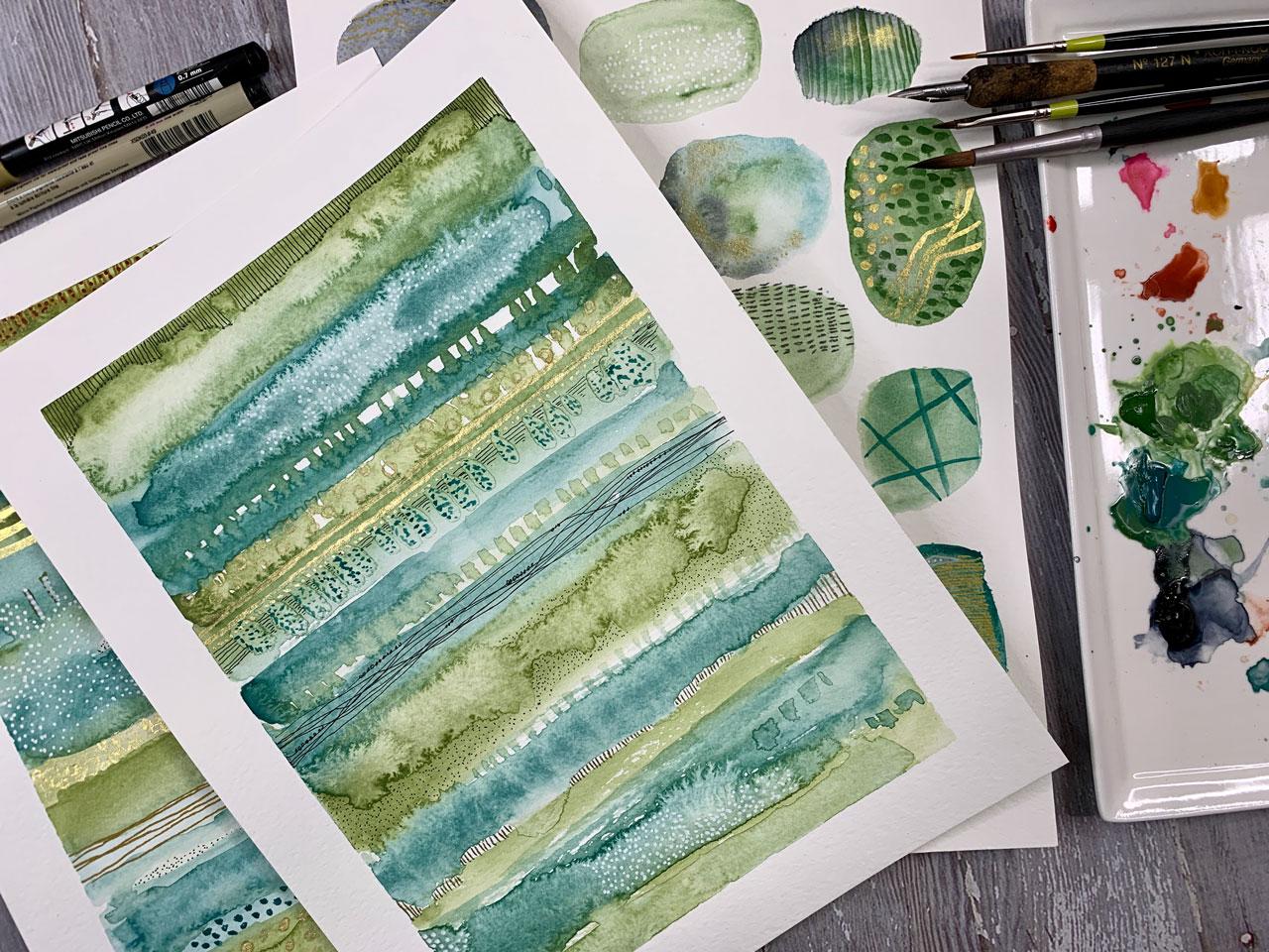 Watercolor Stripe Samplers - Being creative with watercolor and mark-making - image 1 - student project