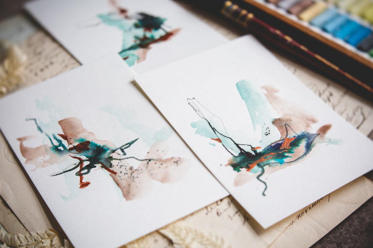 Watercolor Abstract - Experimenting With Pigment Powder And Metallics - image 4 - student project
