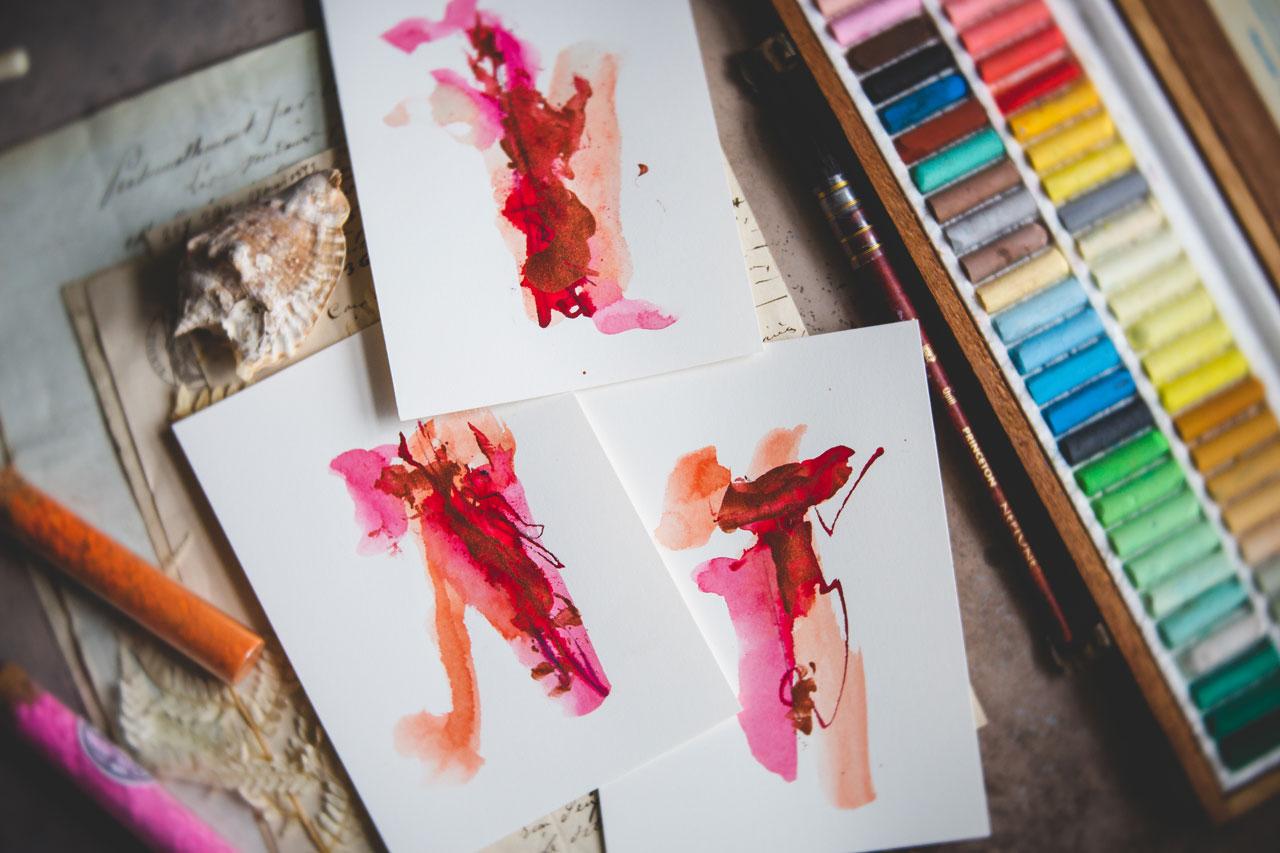 Watercolor Abstract - Experimenting With Pigment Powder And Metallics - image 1 - student project