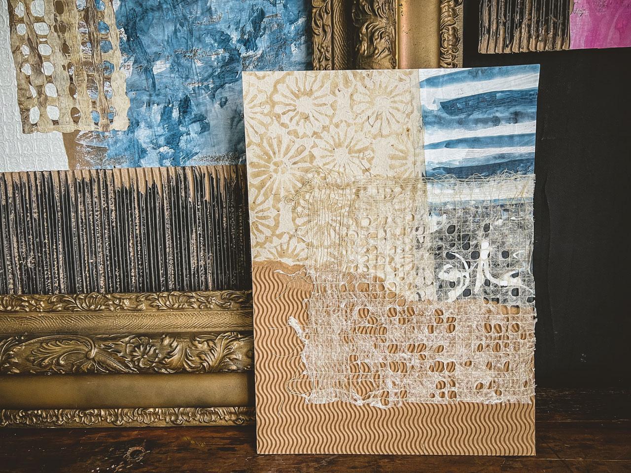 Large Contemporary Abstract Collage - Painting Papers, Planning Out Composition, - image 1 - student project