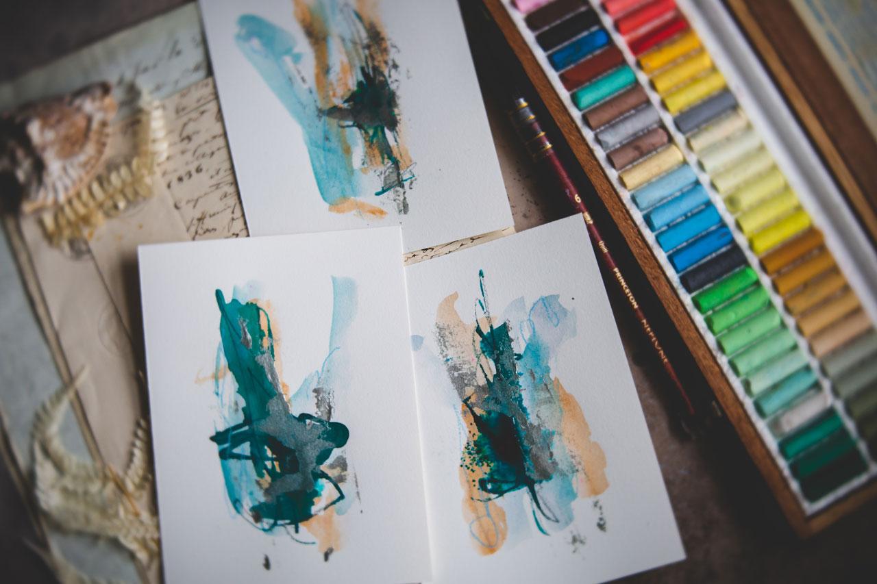 Watercolor Abstract - Experimenting With Pigment Powder And Metallics - image 2 - student project