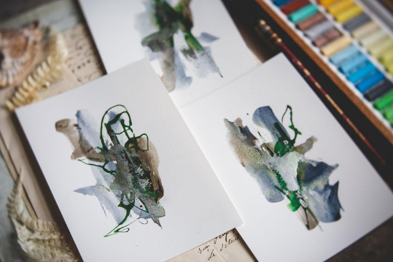 Watercolor Abstract - Experimenting With Pigment Powder And Metallics - image 3 - student project