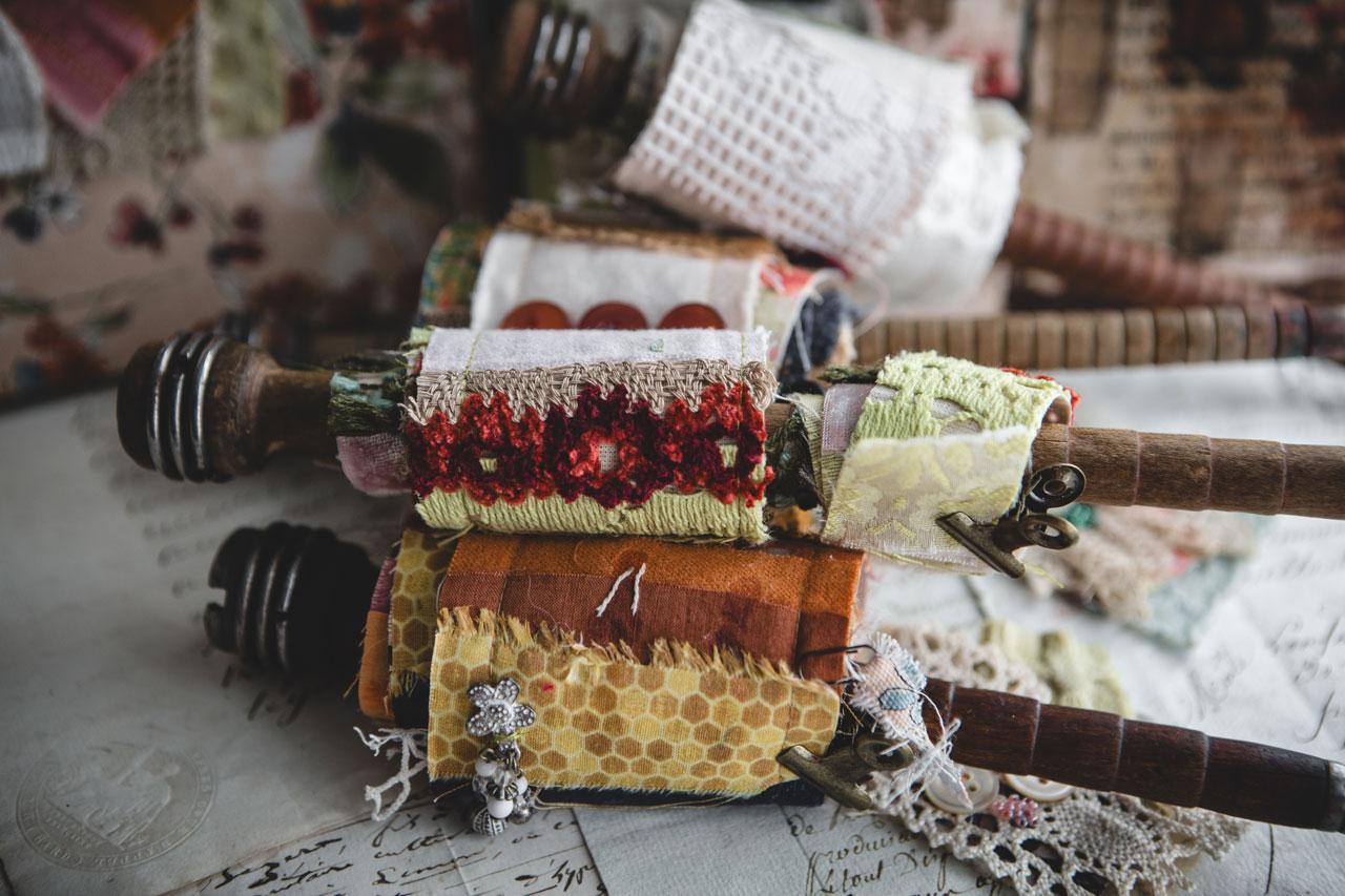Fabric Snippet Rolls and Clusters: Enhancing Your Art Journal Covers - image 4 - student project