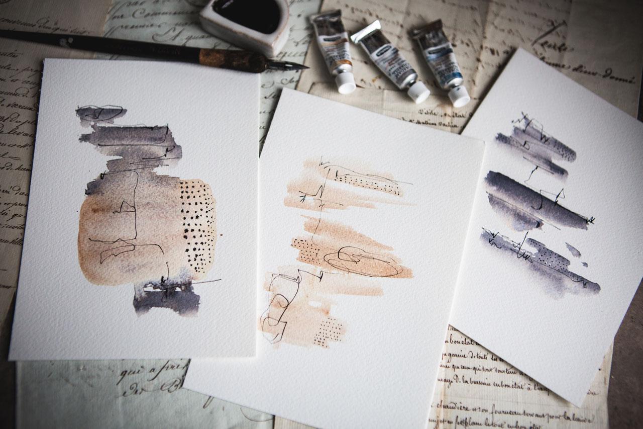 Watercolor & Ink Minimalist Abstracts - image 4 - student project