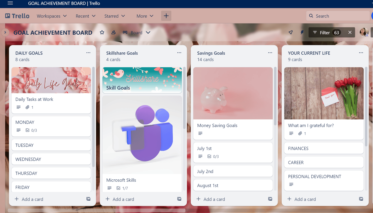 Goal Trello Board - image 1 - student project