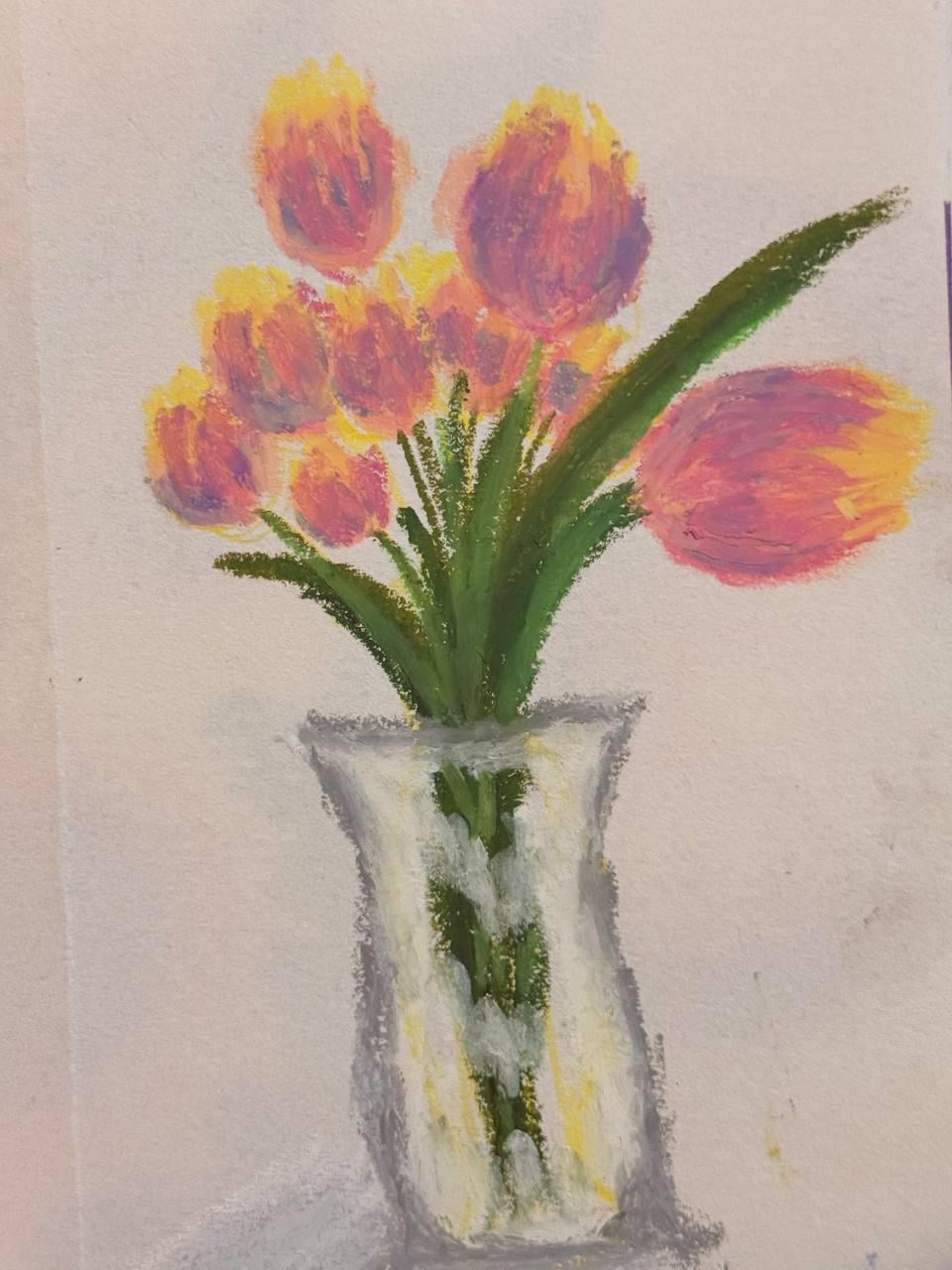 Oil Pastel Flowers - image 2 - student project