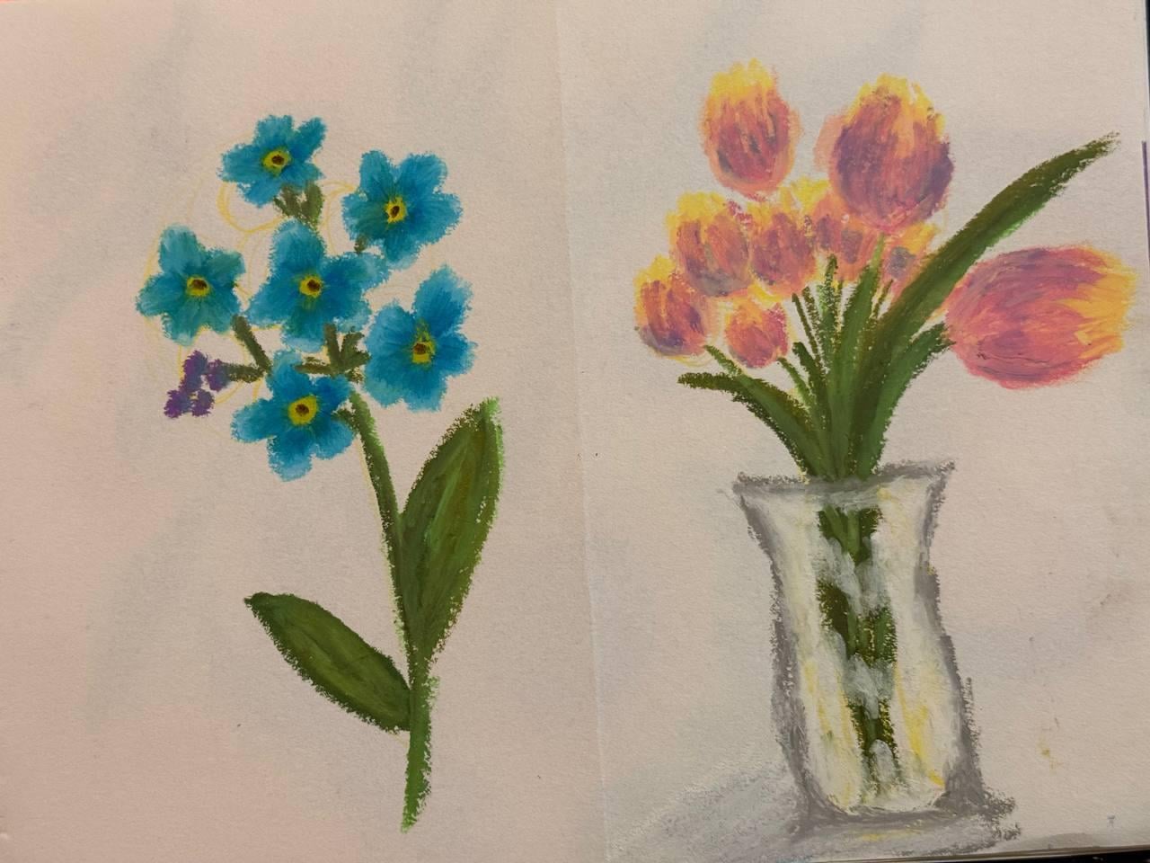 Oil Pastel Flowers - image 4 - student project