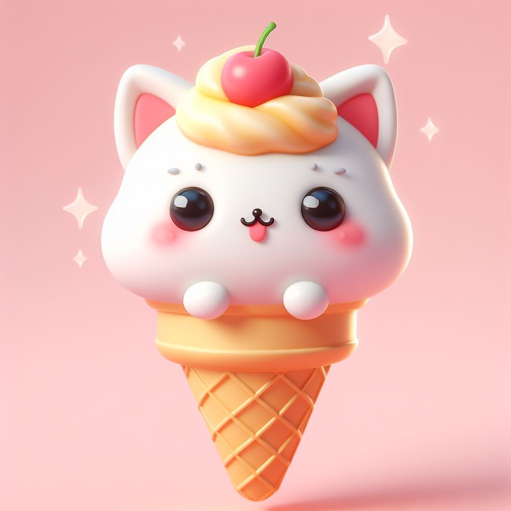 Kawaii cat ice cream cone - image 1 - student project